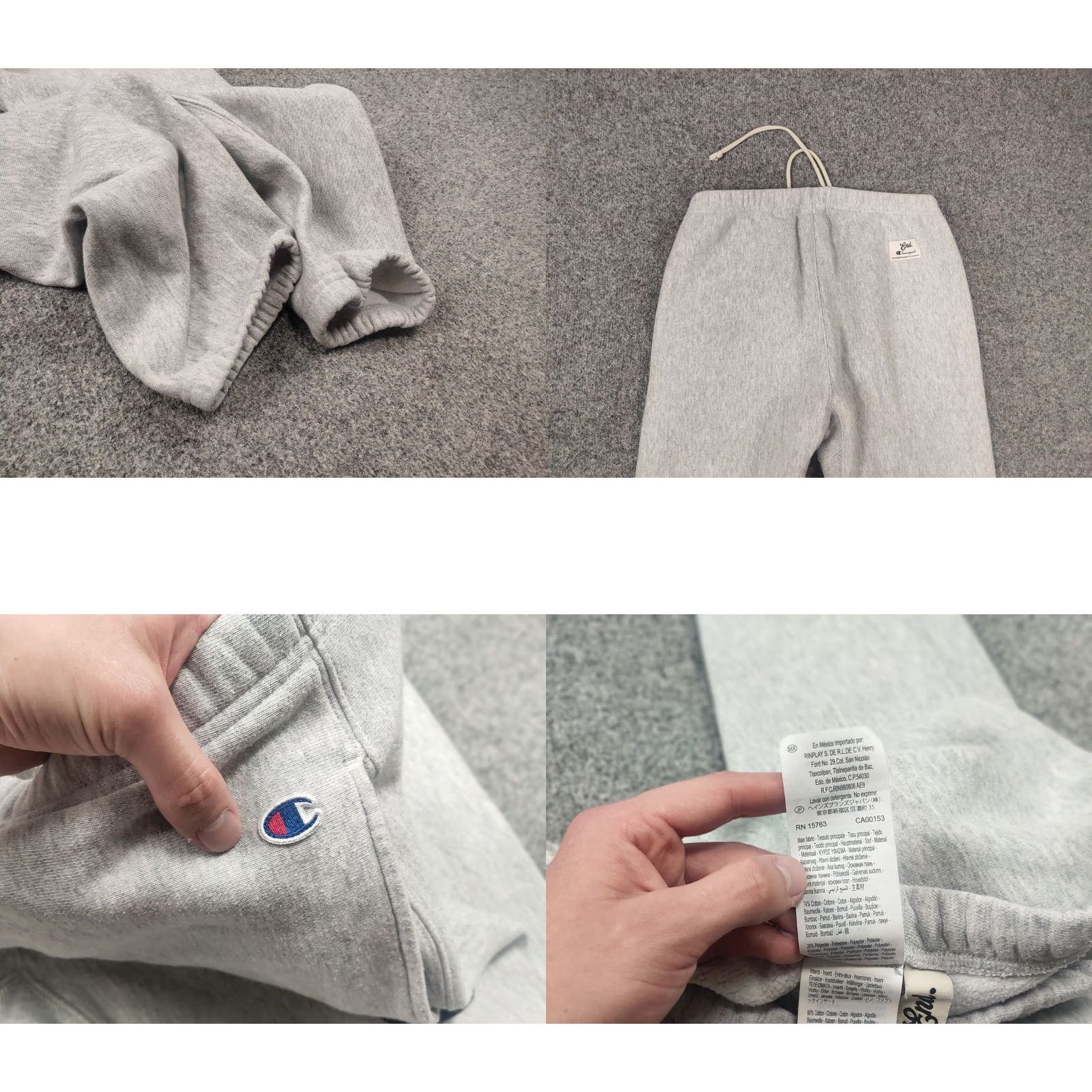 Champion Champion Sweat Pants for Men M Gray Cotton Big Logo Logo Pattern Old School Style Straight Fit Size US 31 - 9 Thumbnail