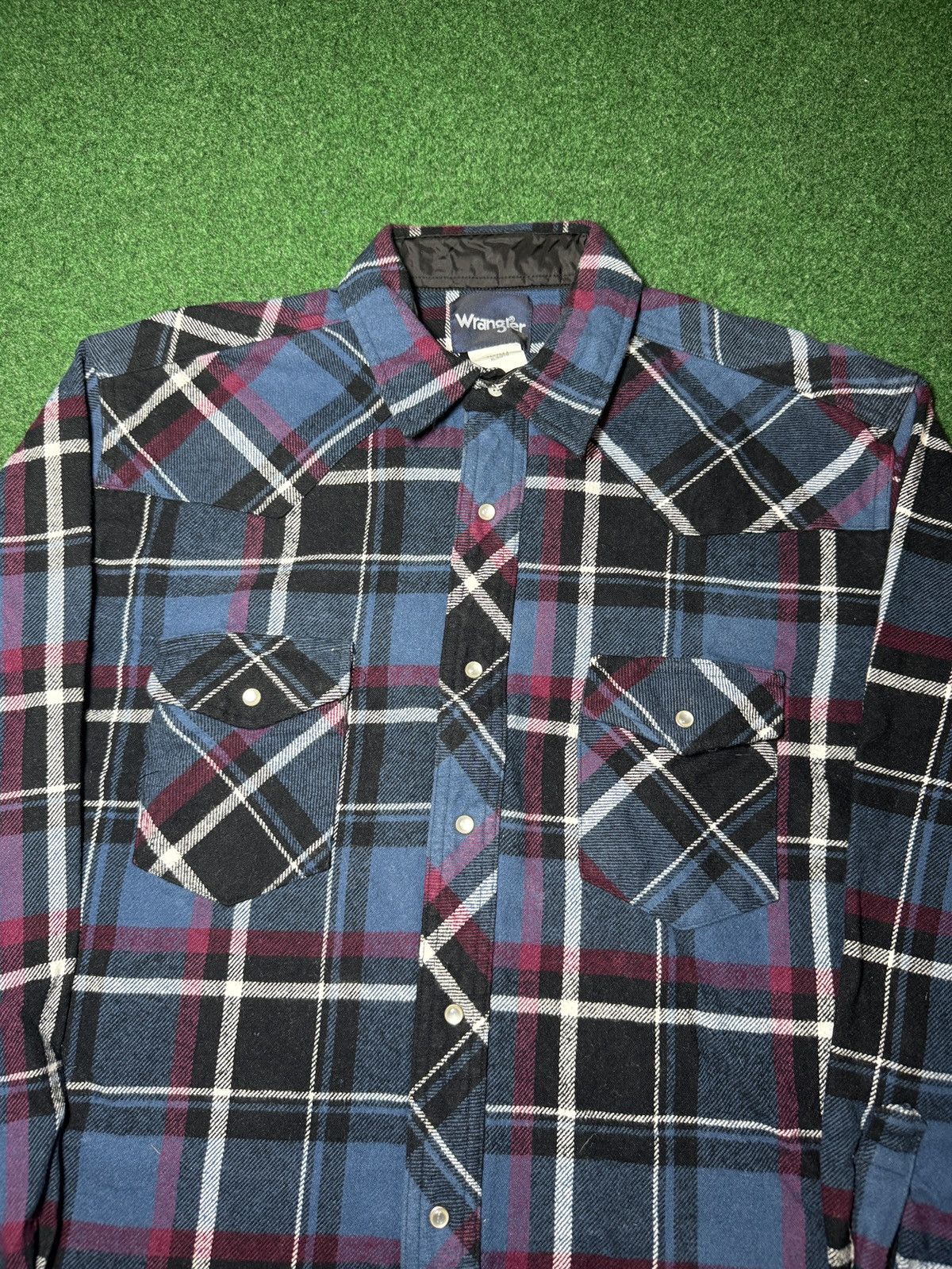 Wrangler Vintage Wrangler Button Up XL Blue Plaid Flannel Shirt Size US XL / EU 56 / 4 - 2 Thumbnail