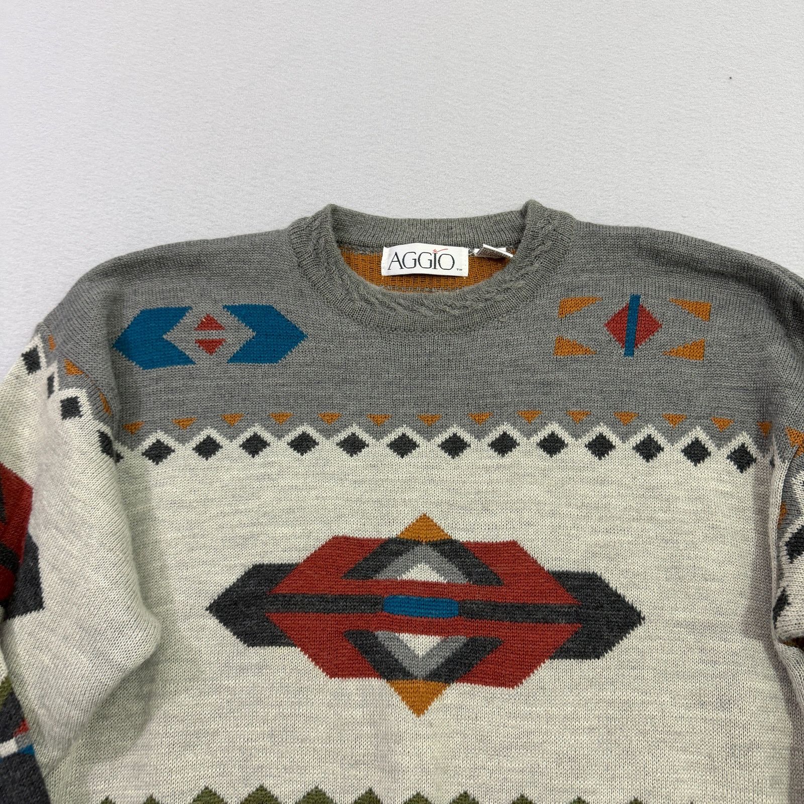 Vintage Vintage Aggio Sweater Men's Extra Large Geometric Knit 90s Size US XL / EU 56 / 4 - 3 Thumbnail
