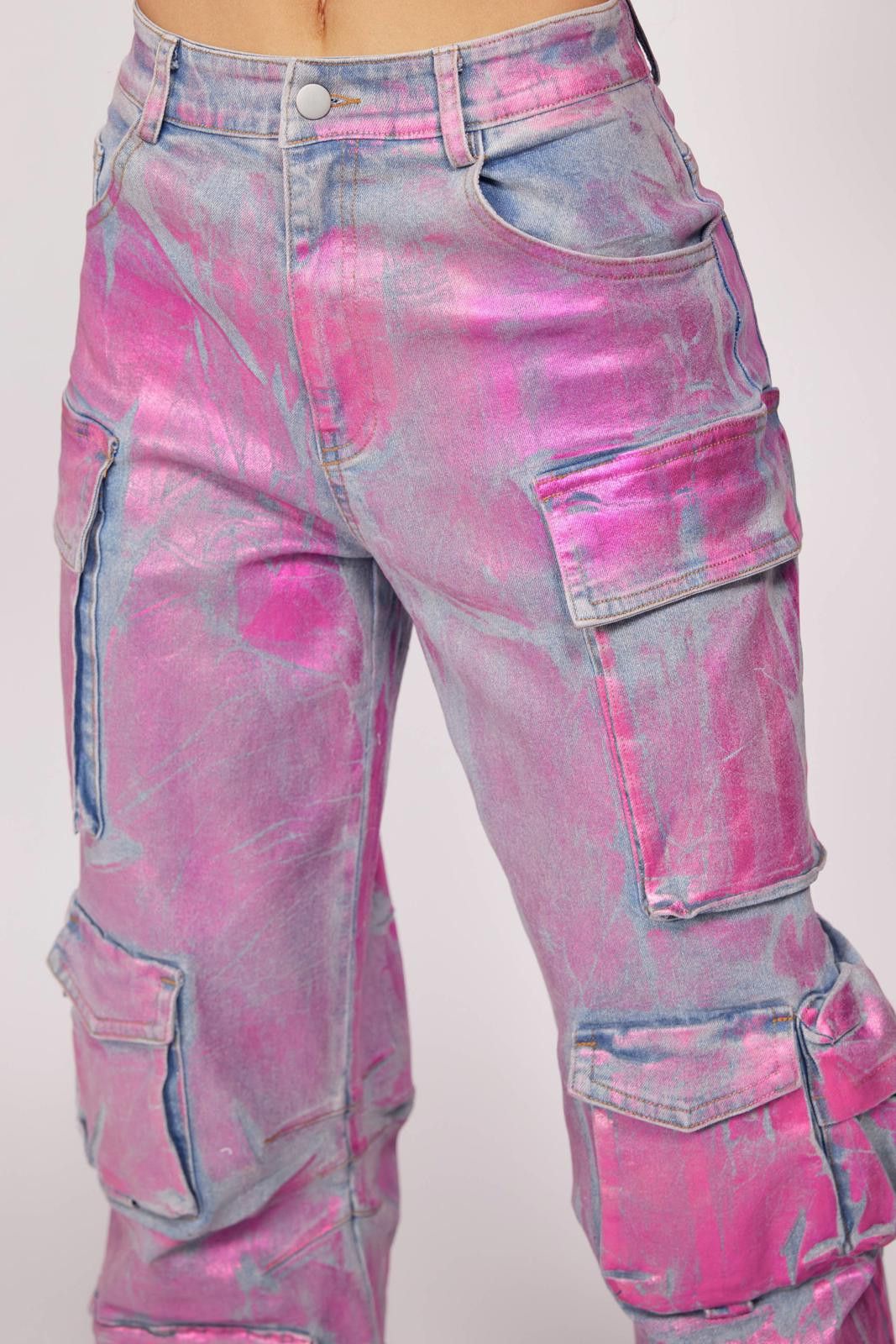 Other Metallic Chic Pink Cargo Pants by WFFS Size 28" / US 6 / IT 42 - 4 Thumbnail