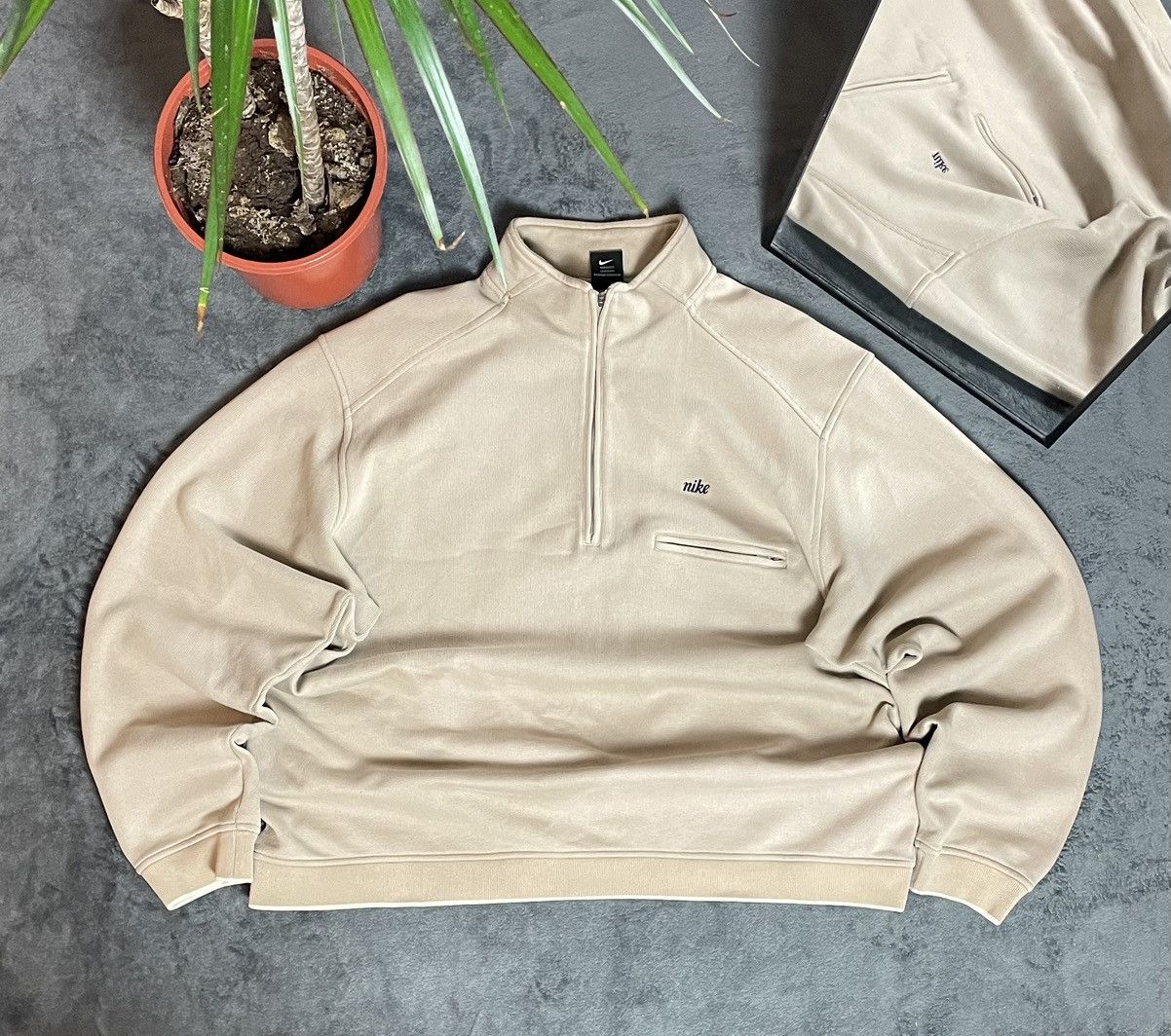 Nike × Vintage 90s Nike Vintage 1/3 Zip Pullover Sweatshirt Oversize Size US XL / EU 56 / 4 - 1 Thumbnail
