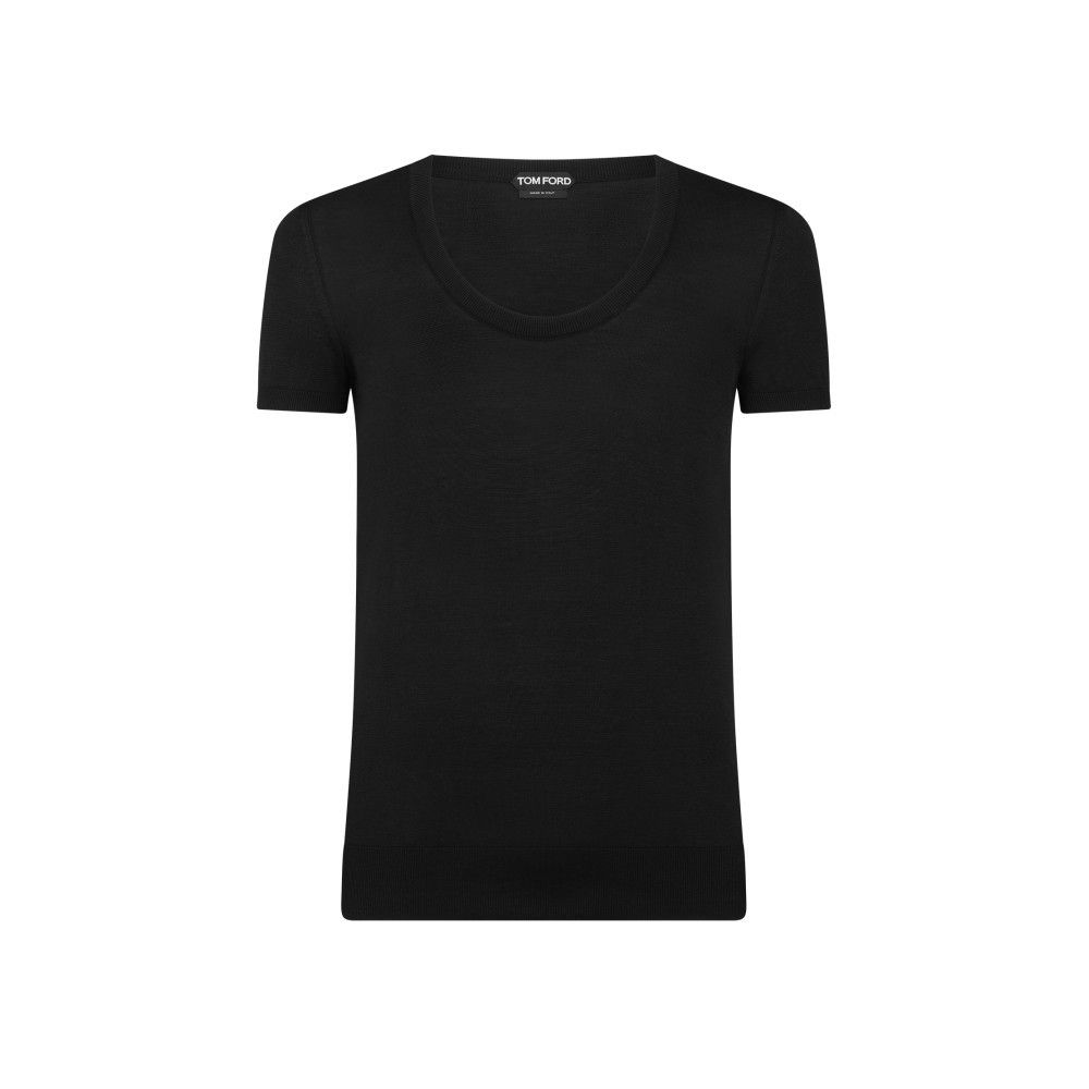 Tom Ford o1loc1c0425 KCS015 Silk Cotton Deep Round Neck T-Shirt Black Size US M / EU 48-50 / 2 - 1 Thumbnail