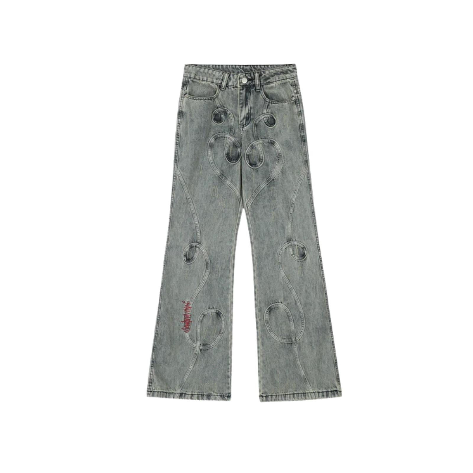 Jean Embroidered Swirl Wide Leg Jeans Size US 30 / EU 46 - 1 Thumbnail