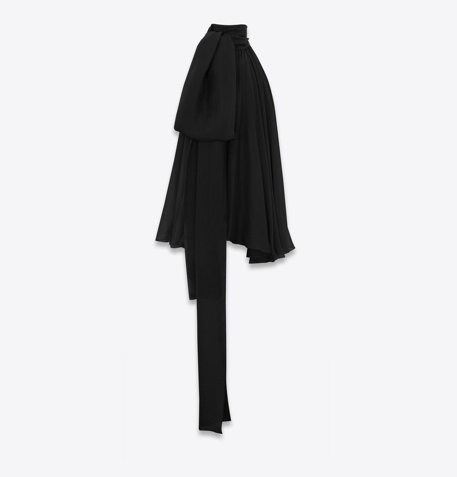Saint Laurent Paris o1la1rc1a0825 780292 Lavallière-Neck Silk Muslin Tank Top Size US M / EU 48-50 / 2 - 3 Thumbnail