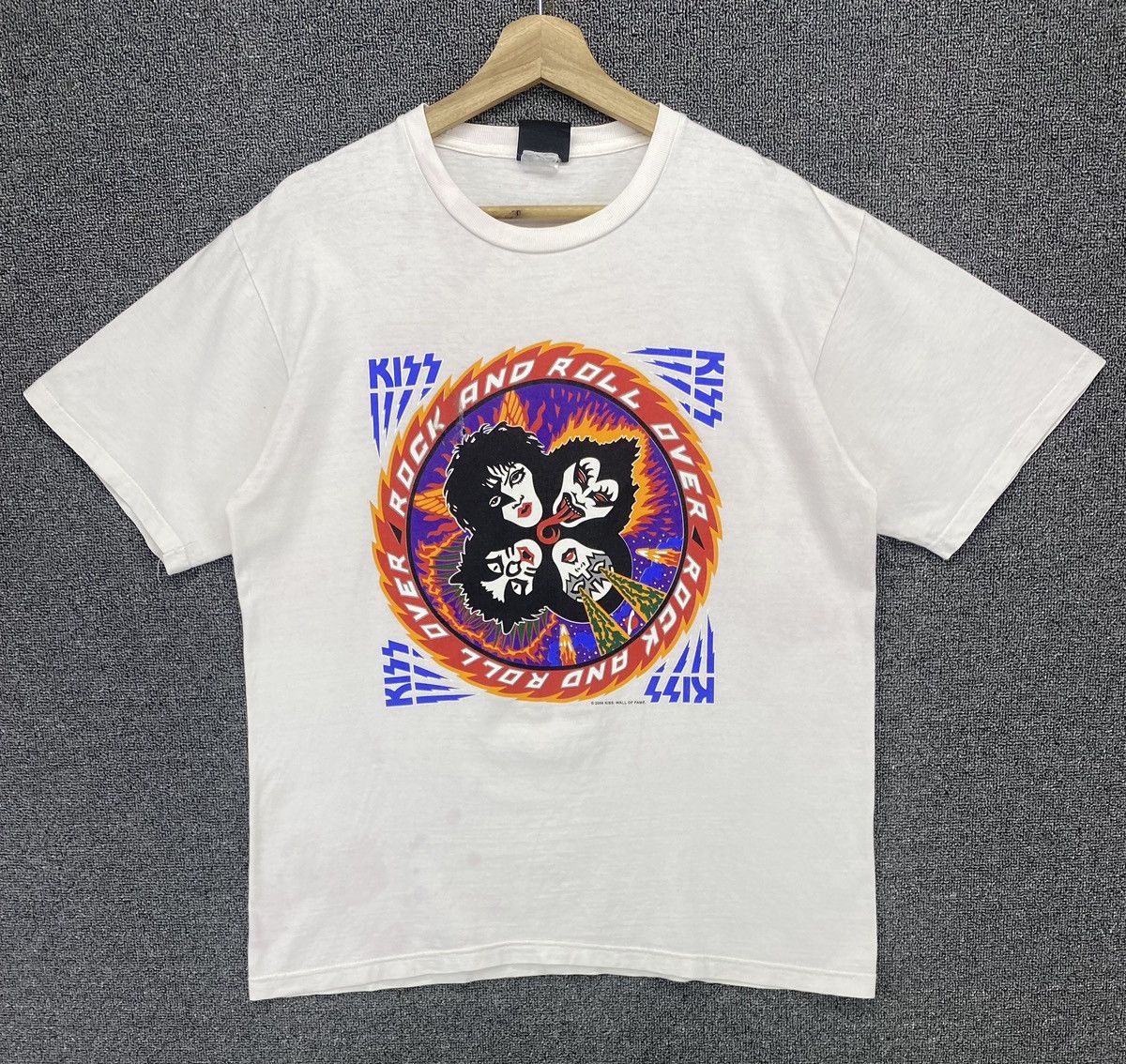 image of Vintage Kiss Rock And Roll Punk Rock Band Tees T Shirts in White, Men's (Size Medium)