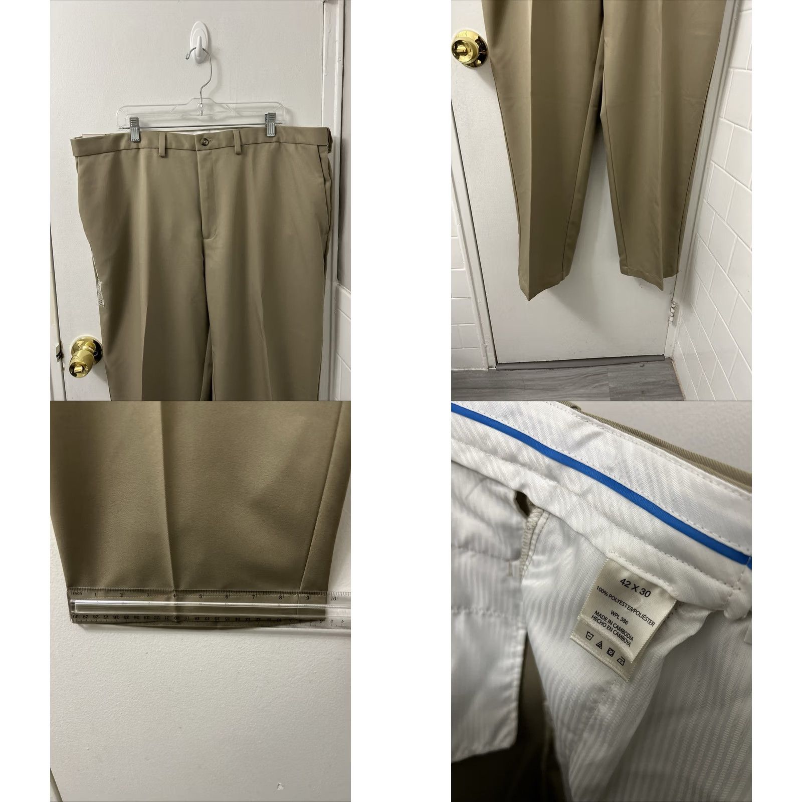 Haggar Haggar Cool 18 Pants Mens 42x30 Tan Khaki Classic Fit Flex Waist NWT MSRP 65 Size US 42 / EU 58 - 8 Thumbnail