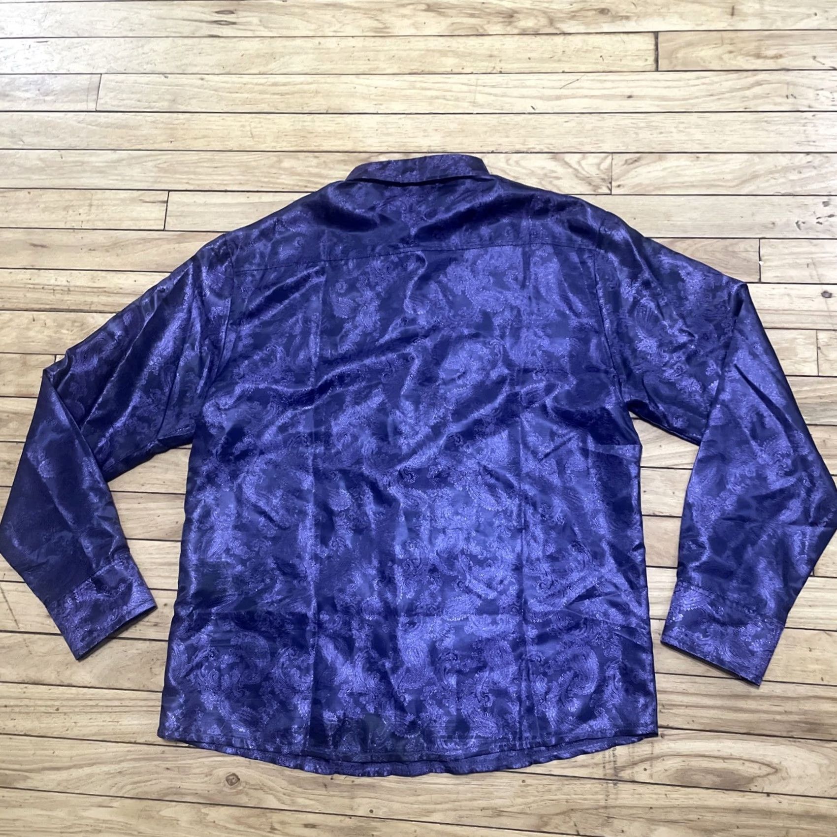 Vintage VINTAGE Royal Purple Brocade Baroque Button Shirt Adult M Jewel Tone 1970s Disco Club Mens Size US M / EU 48-50 / 2 - 3 Thumbnail