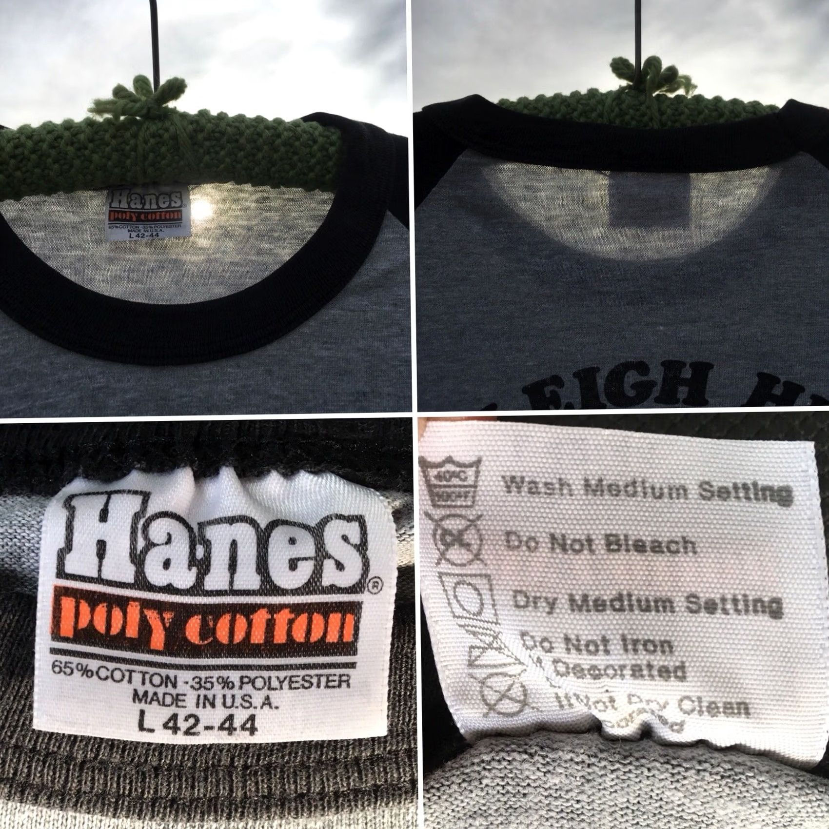 Hanes VINTAGE Raleigh Hills Summer Camp Raglan T Shirt 1980s 80s Sz L Men Heather Gray & Black Hanes Poly cotton 65% Cotton 35% Polyester Graphic Tee Size US L / EU 52-54 / 3 - 4 Thumbnail