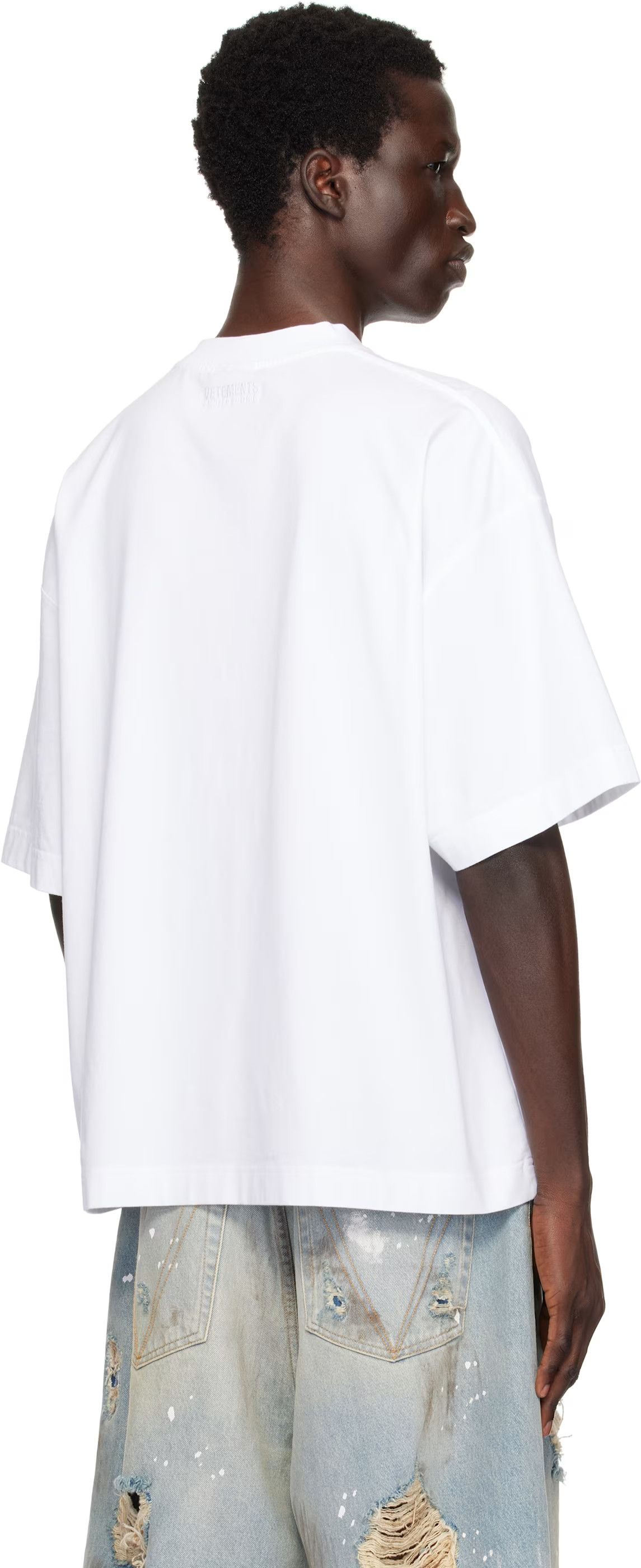 Vetements o1h1sh10525 Vet Cropped Boxy T-Shirt in White Size US L / EU 52-54 / 3 - 5 Thumbnail