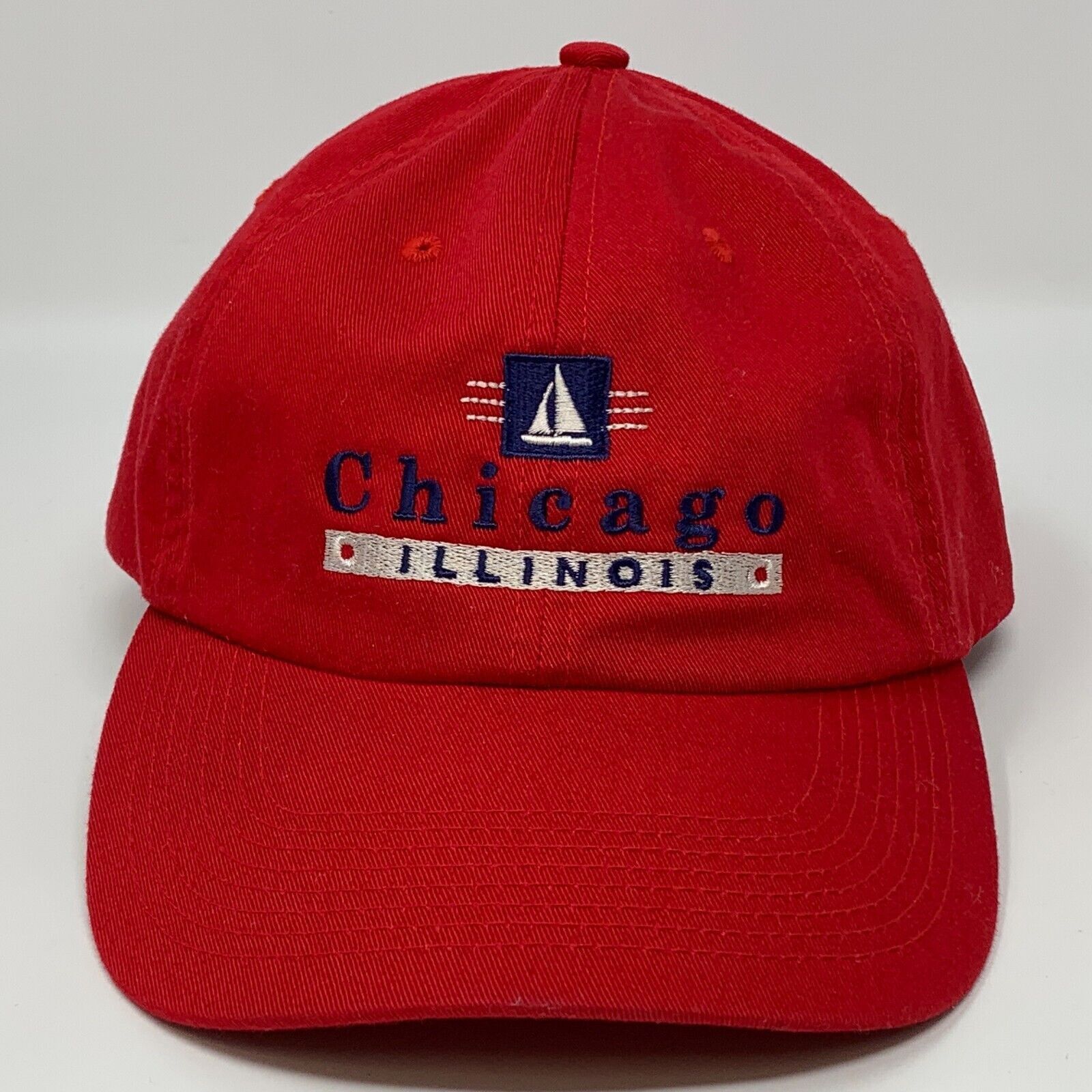 Perrin Chicago Illinois Dad Hat Cap Red Sailboat Nautical 6 Panel Size ONE SIZE - 8 Thumbnail