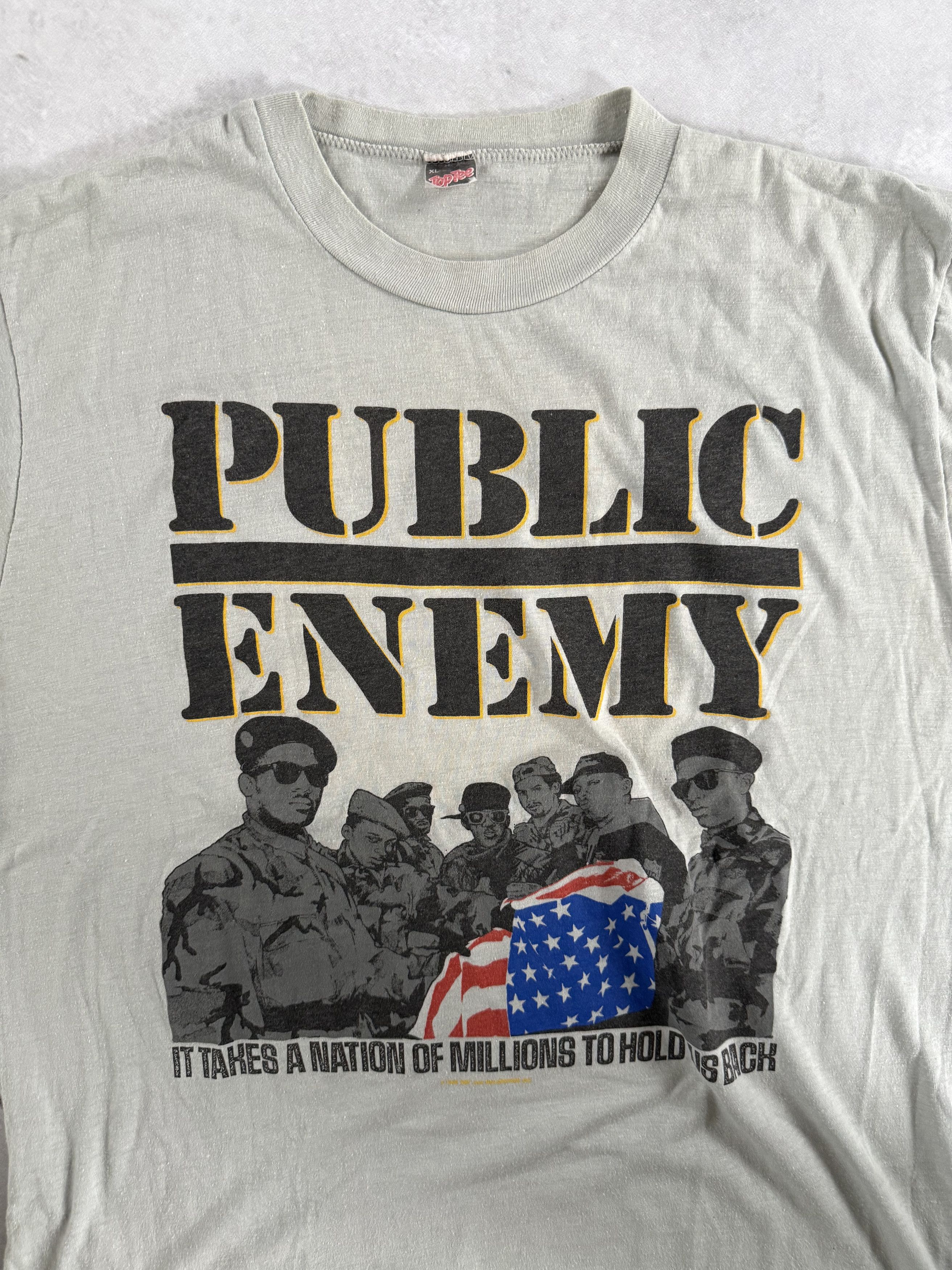 Vintage 1984 Public Enemy Toptee Tag Single Stitch Shirt Size US XL / EU 56 / 4 - 4 Thumbnail