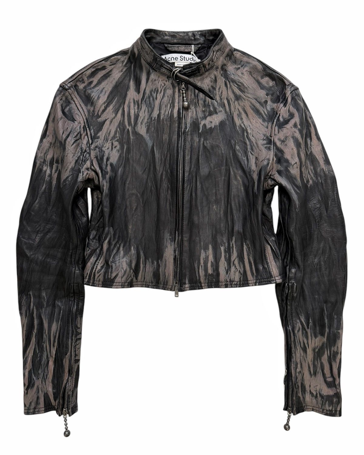 Acne Studios Creased Wrinkle Dye Lambskin Leather Cafe Jacket Size XS / US 0-2 / IT 36-38 - 1 Thumbnail