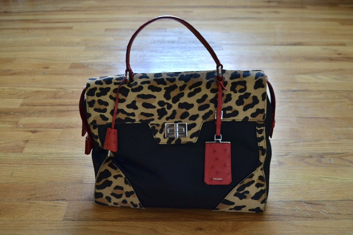Prada Pre-Fall 2015 Tessuto Leopard Pony Hair Top Handle Satchel Size ONE SIZE - 1 Thumbnail