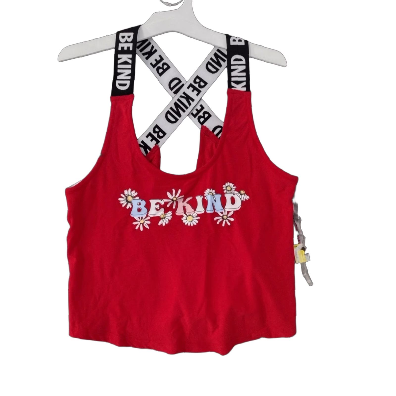 Vintage No Boundaries Juniors Be Kind Strappy Wide Crop Tank Top Red M 7-9 Tank Juniors Be Kind 90s? Size M / US 6-8 / IT 42-44 - 1 Thumbnail