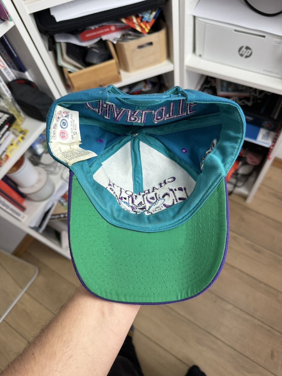 NBA × Vintage Vintage 90s Charlotte Hornets Nba wool cap hat leather y2k Size ONE SIZE - 5 Thumbnail