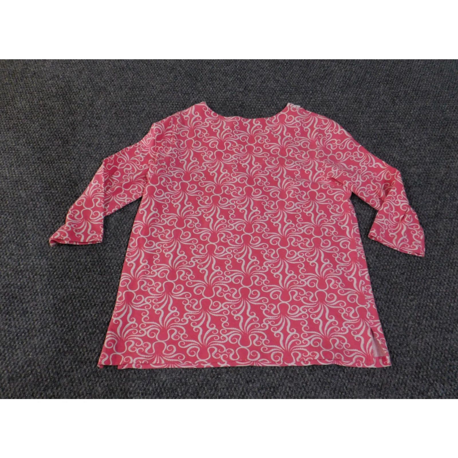 Vintage Alfred Dunner Shirt Womens Small Pink White Lace Trim V Neck 3/4 Sleeve Stretch Size S / US 4 / IT 40 - 6 Thumbnail