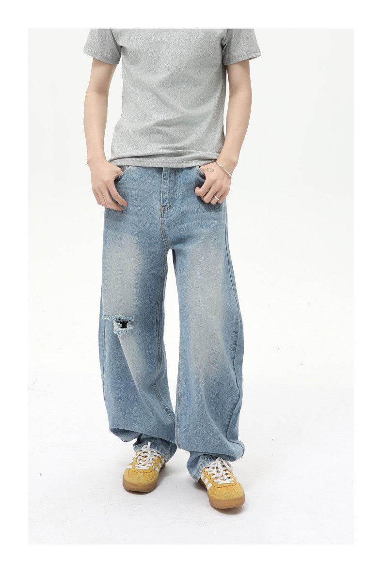Japanese Brand × Jean Japanese retro distressed holes vintage loose scimitar jeans Size US 32 / EU 48 - 1 Thumbnail