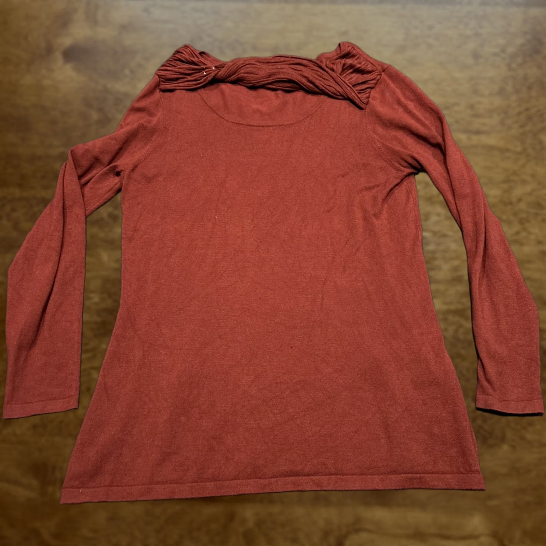 Vintage Reba Blouse Shirt L Red Rayon Blend Long Sleeve Round Neck Women's Bohemian Basic 30" Chest 19" Vintage No Size L / US 10 / IT 46 - 1 Thumbnail
