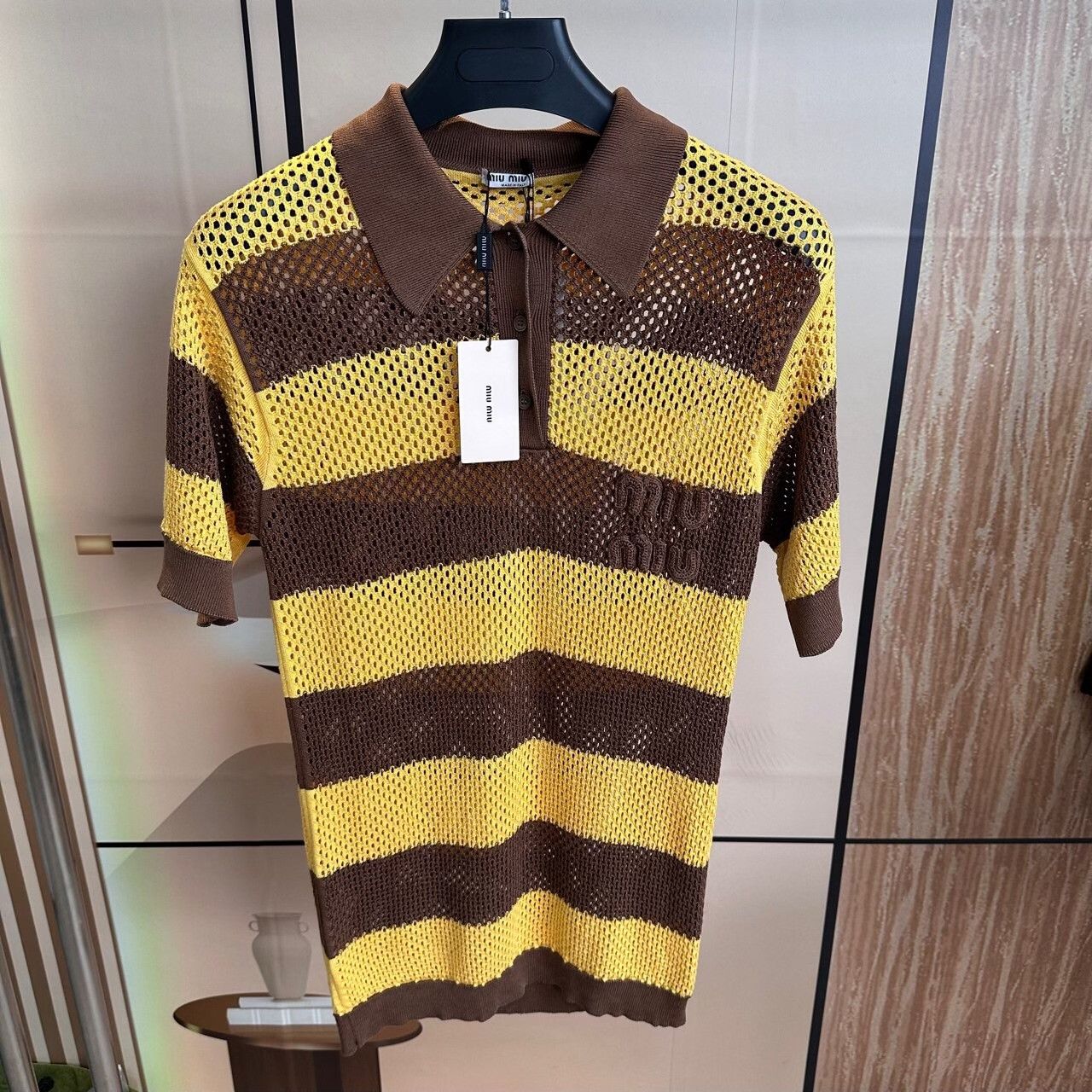 Miu Miu Miu Miu Striped Long Multi T-Shirt S Women Size S / US 4 / IT 40 - 1 Thumbnail