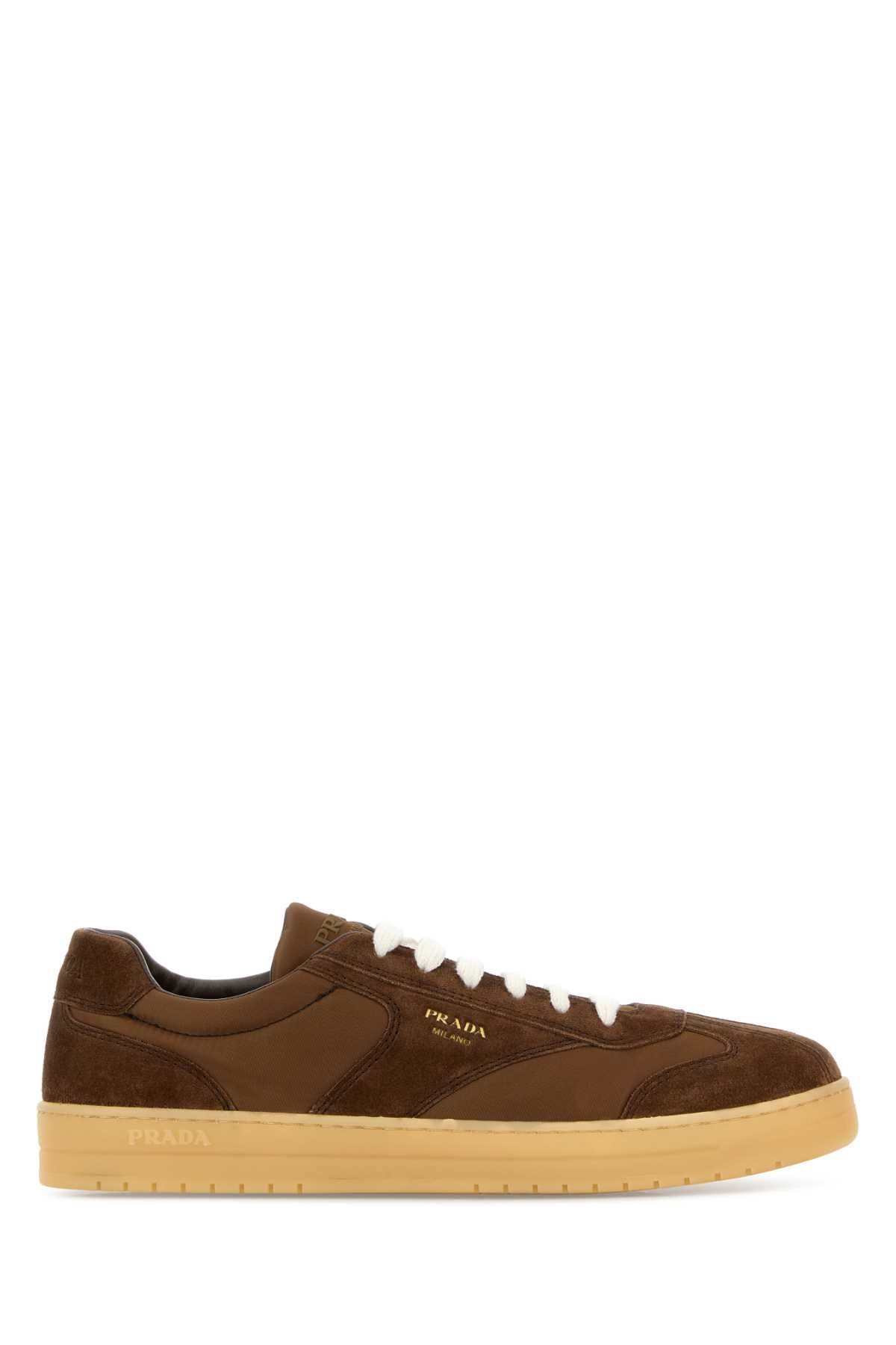 Prada Brown Suede E Re-Nylon Sneakers Size US 8 / EU 41 - 1 Thumbnail