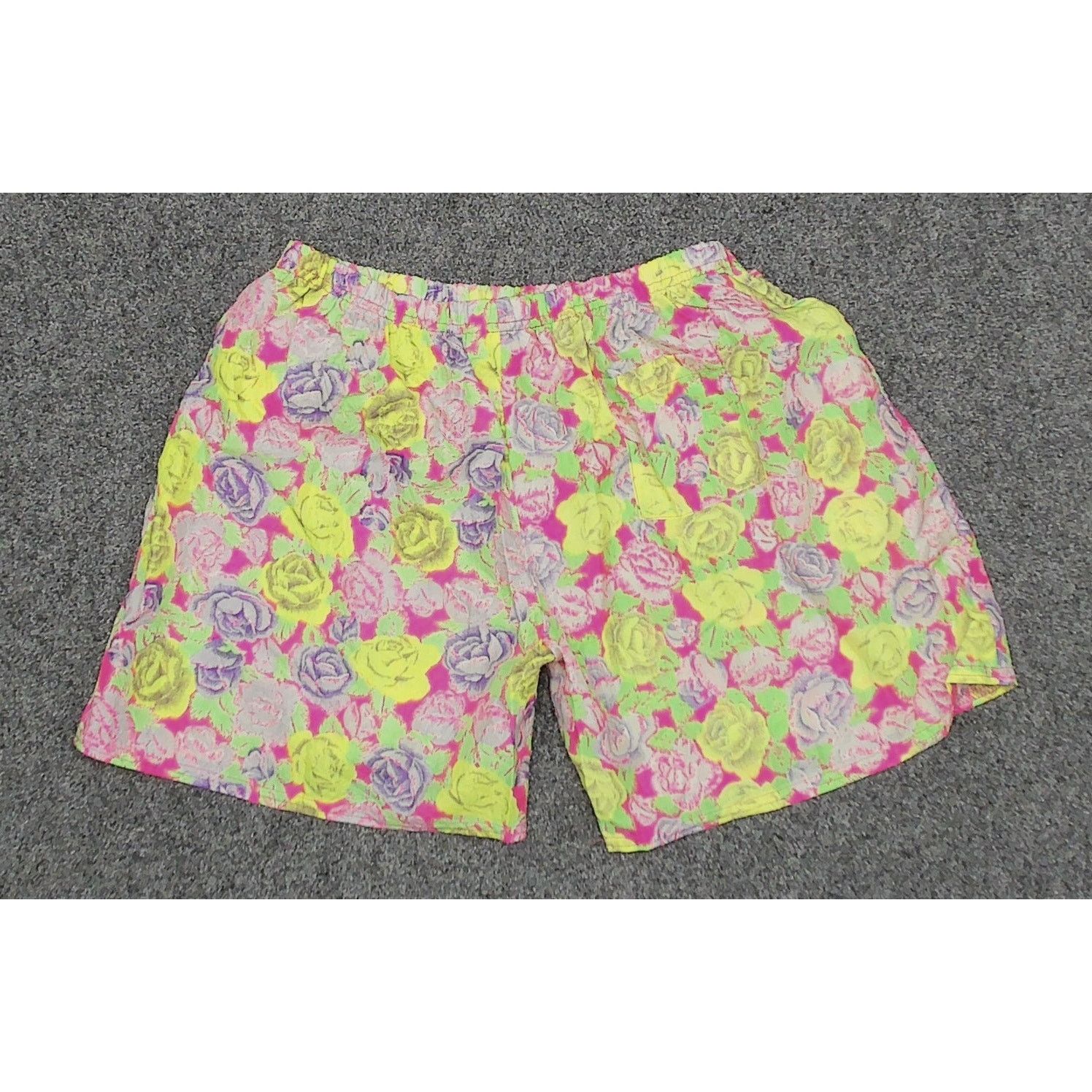 Vintage Vintage 1990s Neon Floral Wide-Leg Flowy Shorts Size 30" / US 8 / IT 44 - 4 Thumbnail