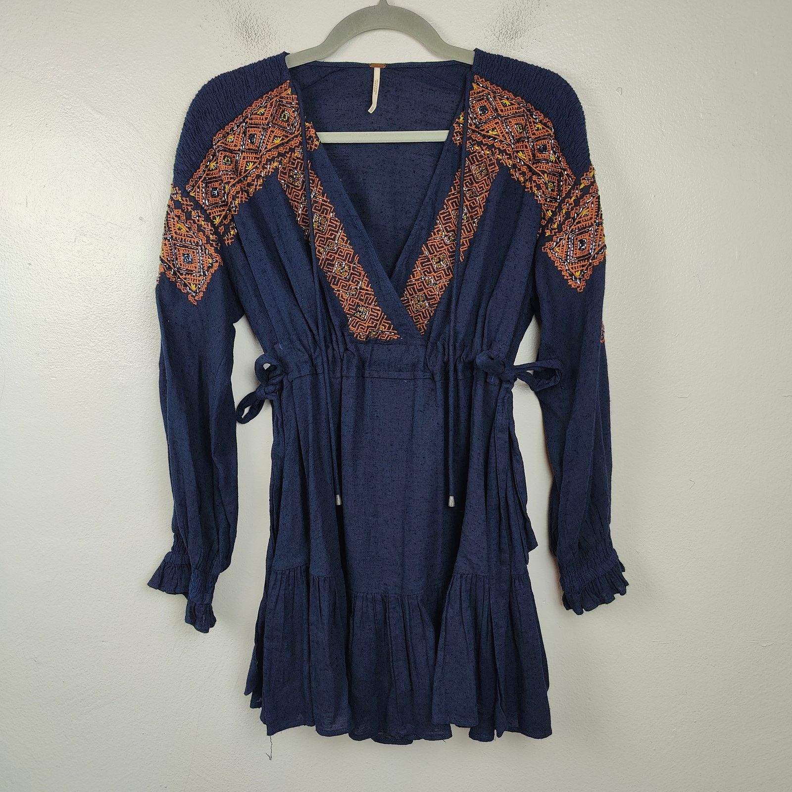 Free People Free People Moonshiner Dress Womens XS Navy Blue Beaded Size XS / US 0-2 / IT 36-38 - 1 Thumbnail