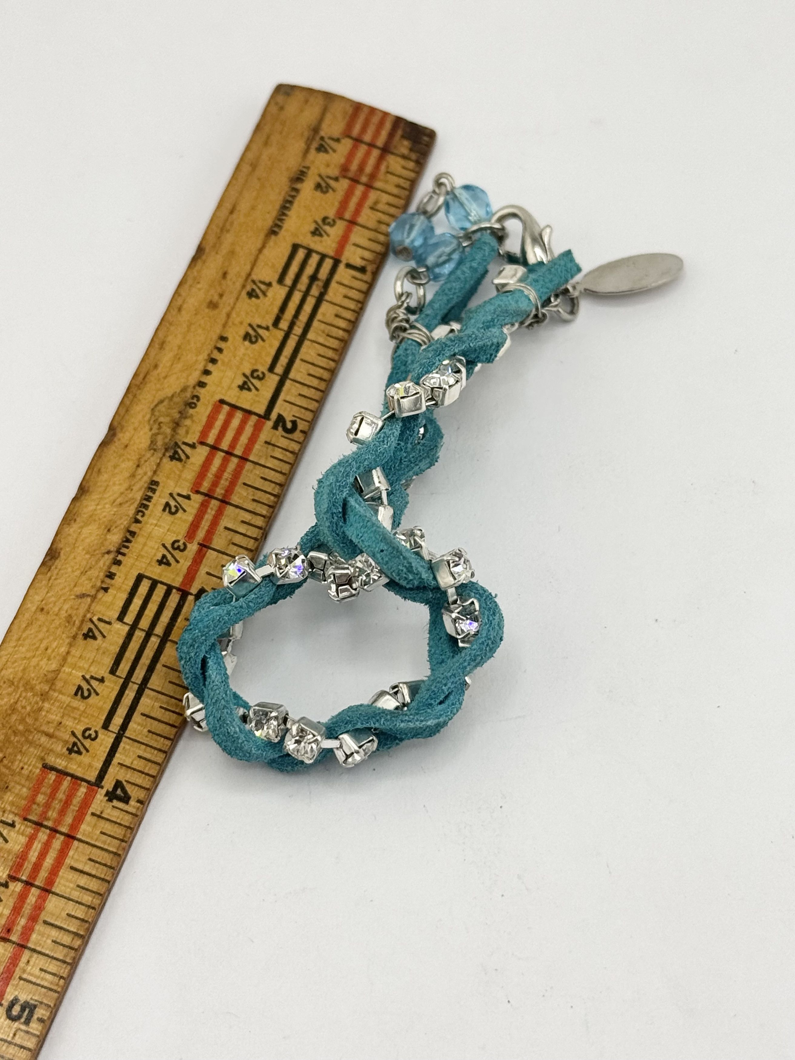 Vintage Vintage blue suede rhinestone braided bracelet Size ONE SIZE - 4 Thumbnail