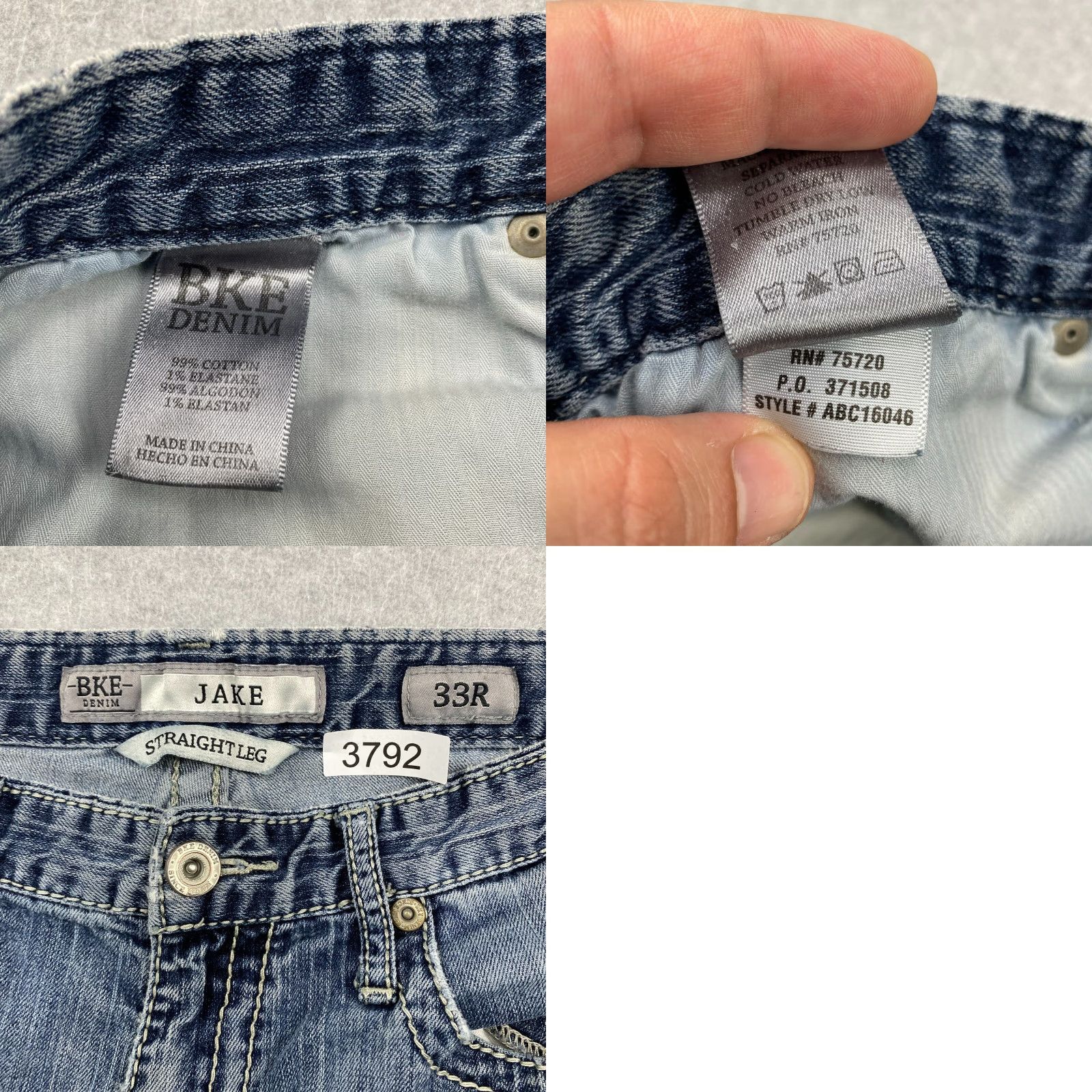 Vintage Buckle BKE Jake Jeans Mens 33R Blue Straight Distressed Denim Size US 33 - 11 Thumbnail
