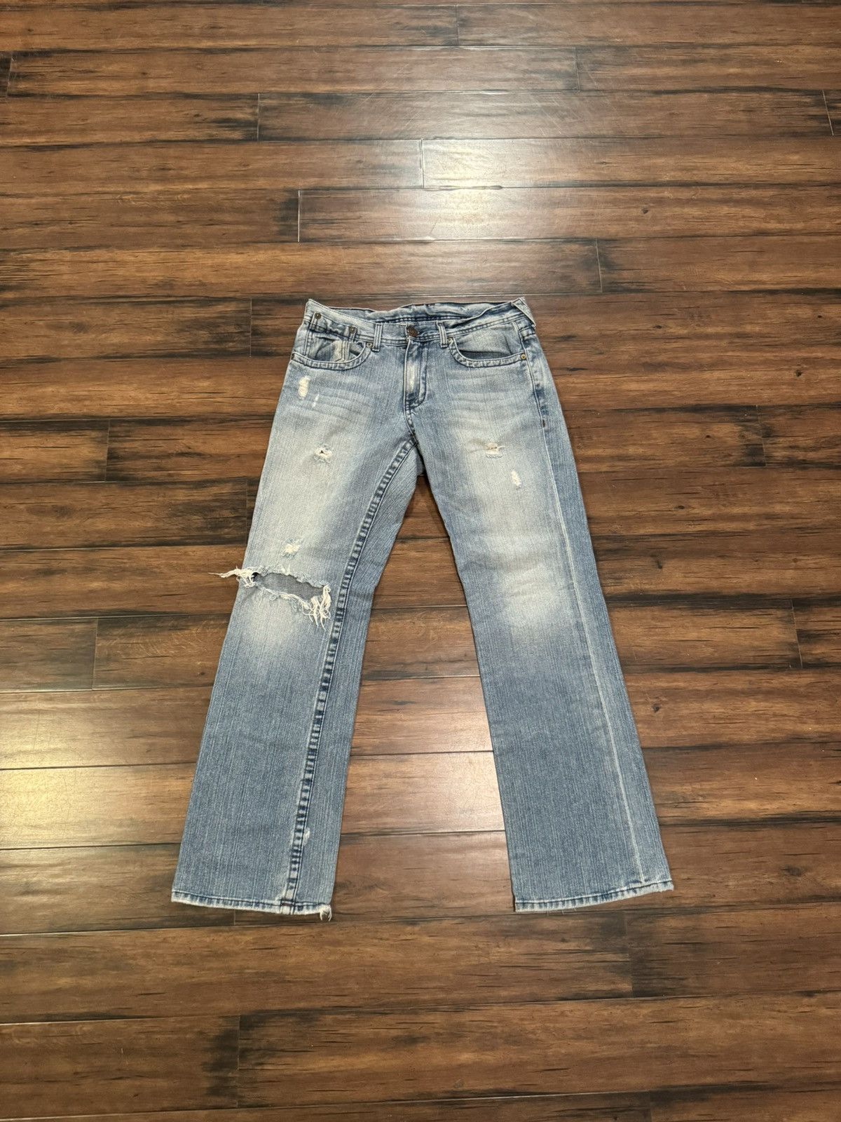 Armani Exchange Y2K Armani Exchange Light Blue Distressed Bootcut Jeans Size US 34 / EU 50 - 1 Thumbnail