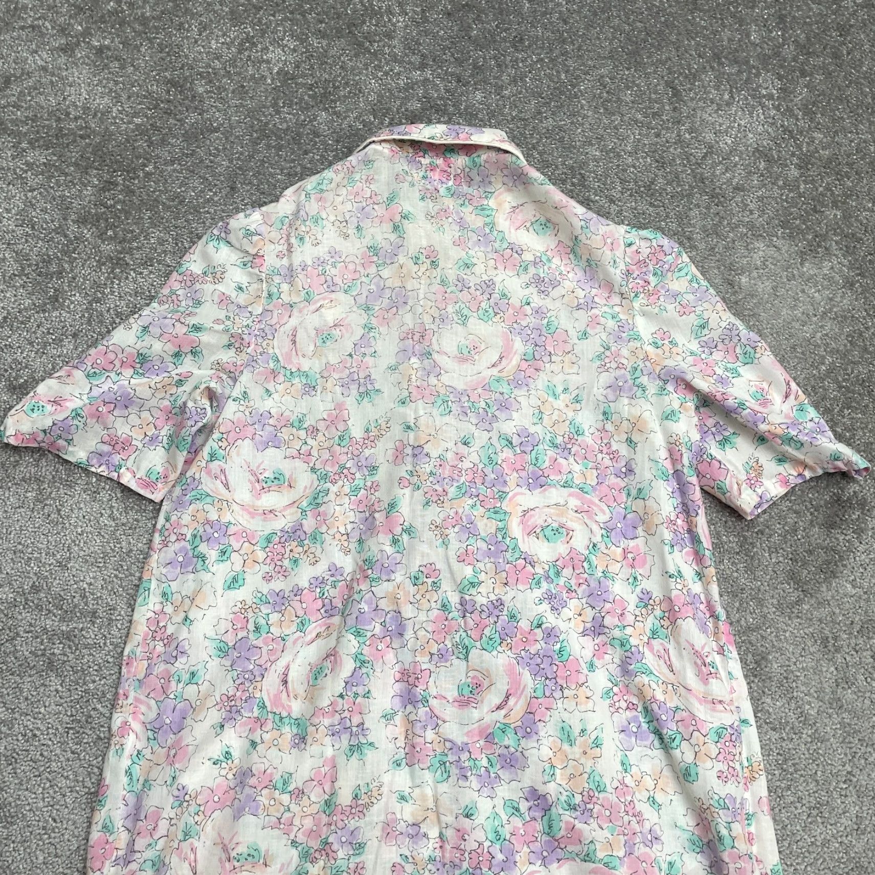 Vintage Hampton Dress Vintage Sleep Nightgown Womens M Multi Floral Short Sleeve Snap Knit Cotton Green 80s 90s Classic Nightwear Mens Womens Size M / US 6-8 / IT 42-44 - 6 Thumbnail
