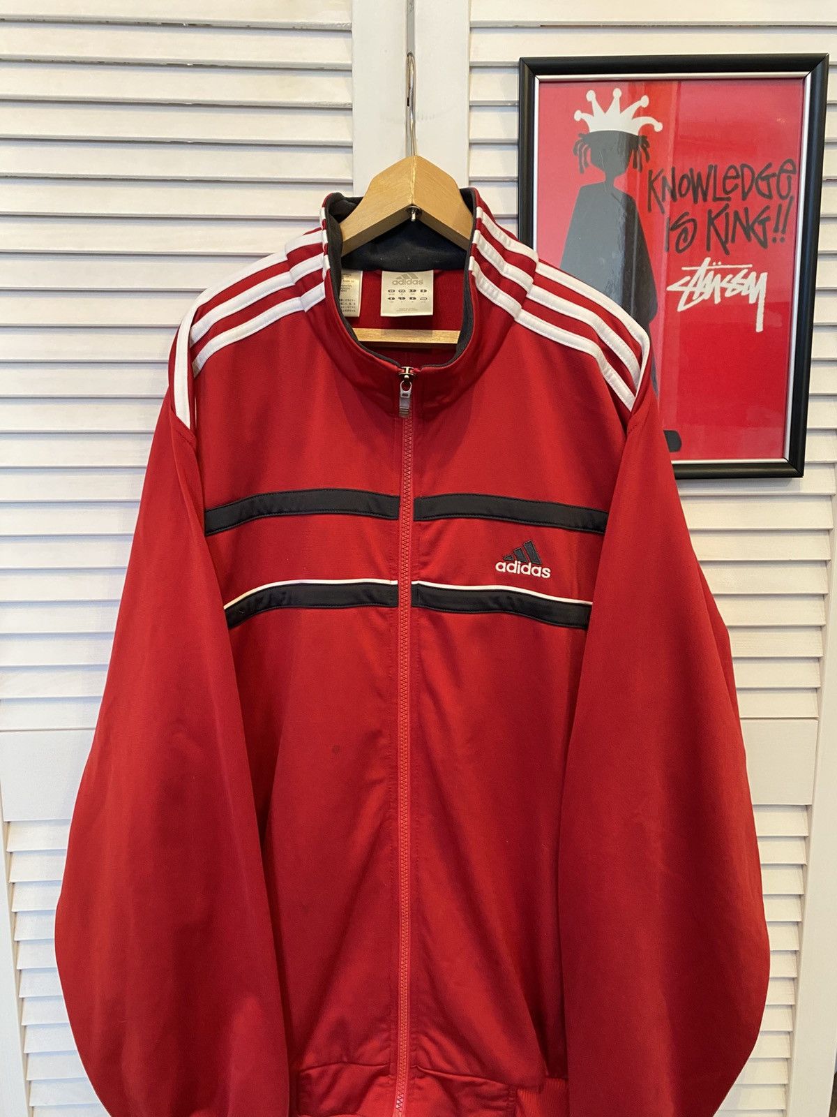 Adidas Vintage Zip Up Sweater Adidas Red Triples Retro Track Zip Size US M / EU 48-50 / 2 - 2 Thumbnail
