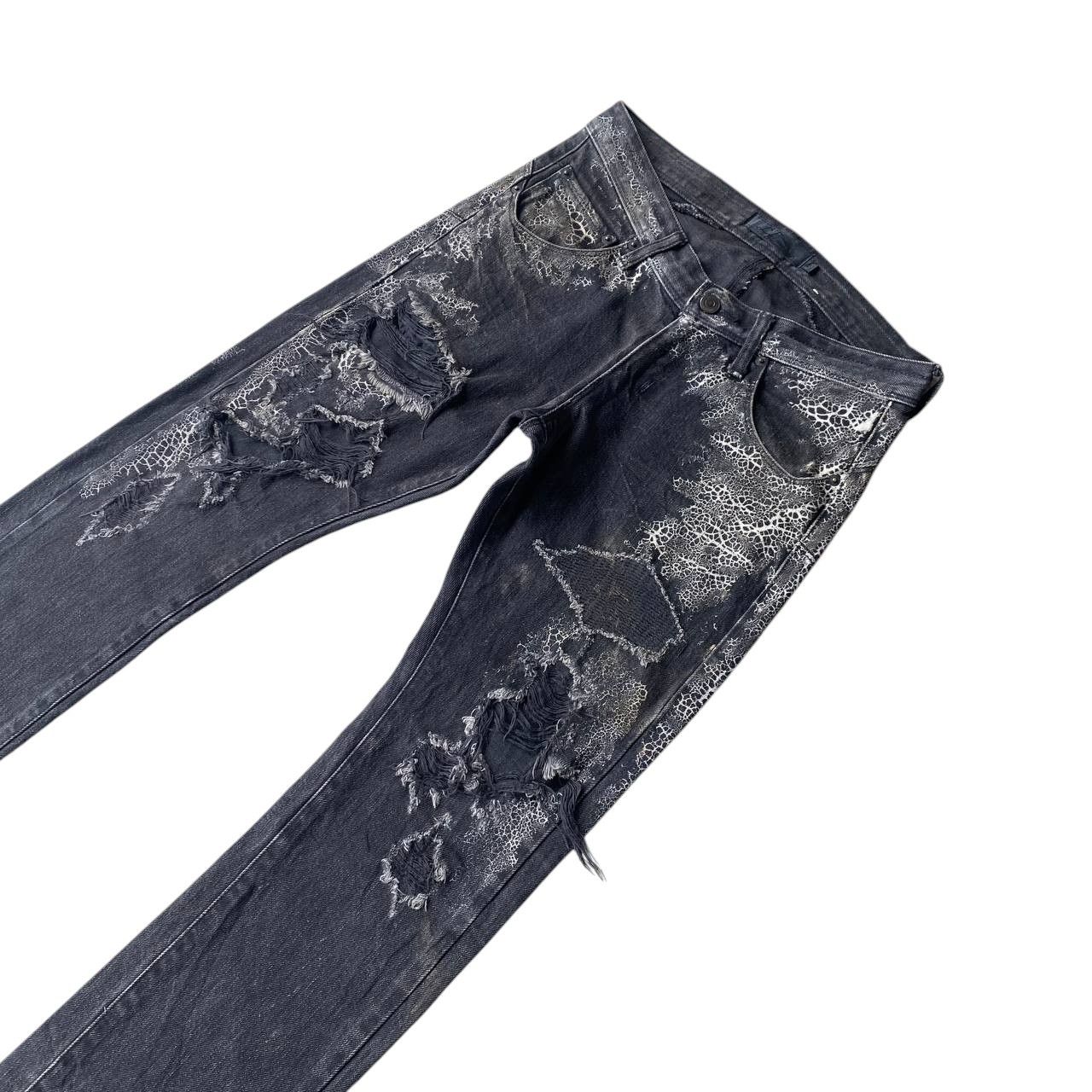 JACKROSE Rocker Jackrose LuvMaison Python+SpiderWeb Distressed Denim Size US 28 / EU 44 - 6 Thumbnail