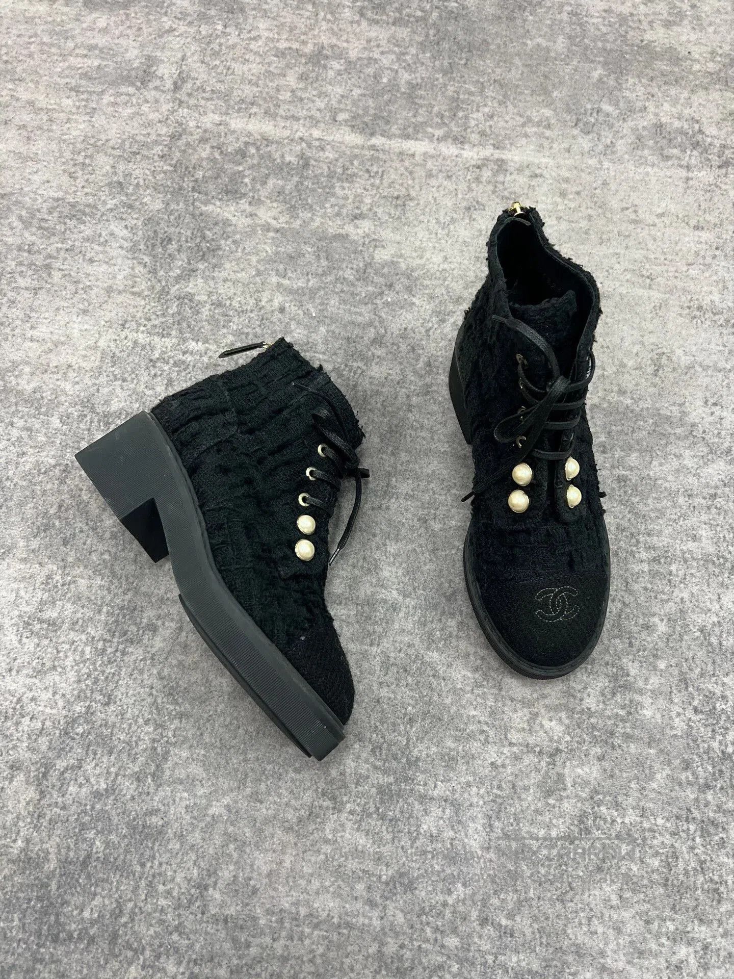 Chanel Chanel Pearl Wool Short Boots. Size US 5 / IT 35 - 1 Thumbnail