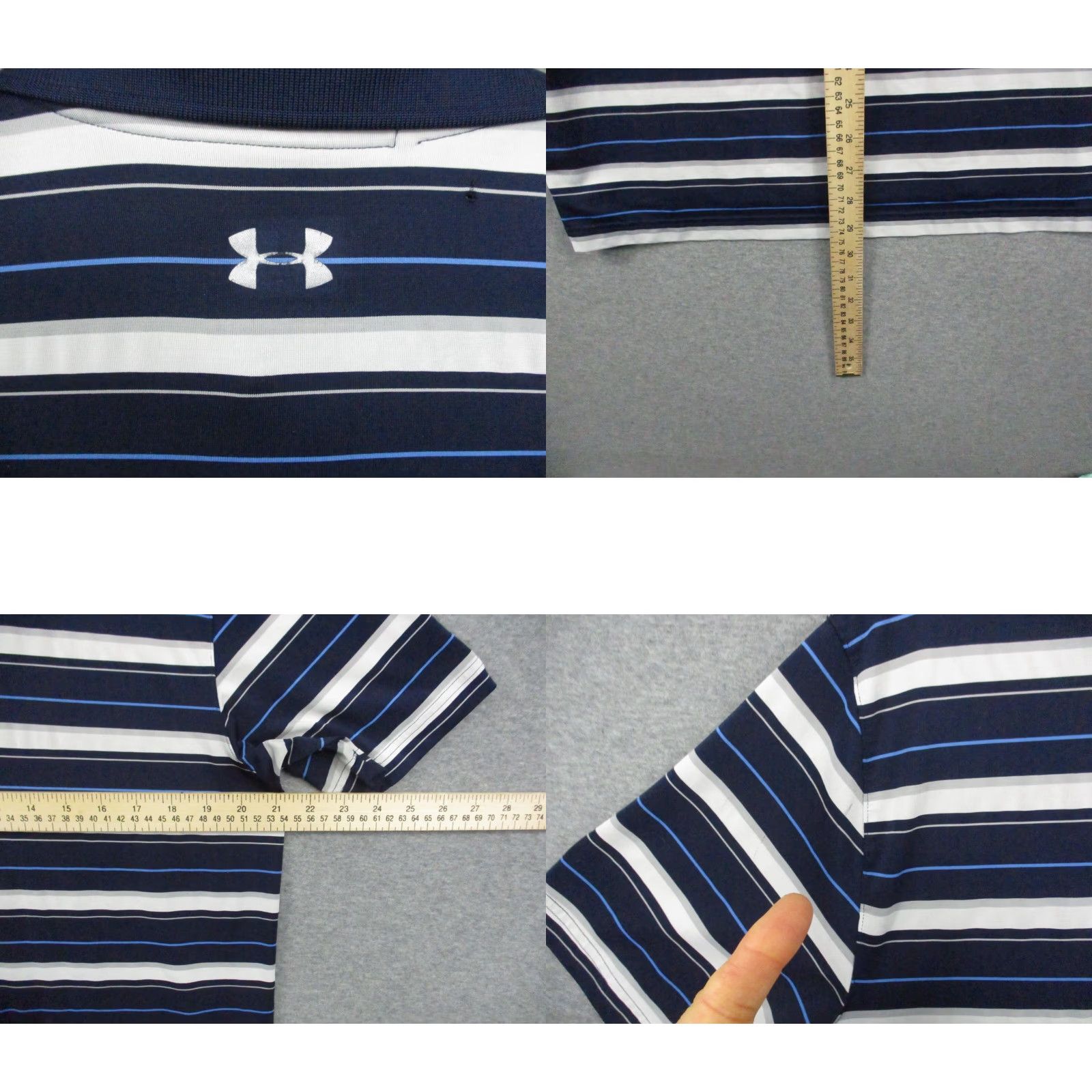 Under Armour Under Armour Shirt Medium Men Polo Heat Gear Loose Golf Short Sleeve Striped Blue logo Breathable Golf Size US M / EU 48-50 / 2 - 8 Thumbnail
