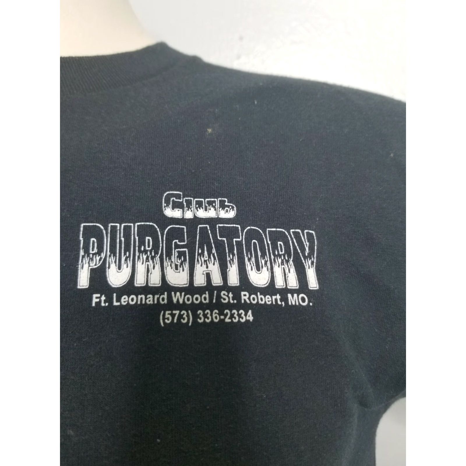 Fruit Of The Loom Retro Mens M Club Purgatory T Shirt Where You Can Dance With The Devil Black 80s Graphic Tee Crew Neck Short Sleeve 100% Cotton Men Size US M / EU 48-50 / 2 - 2 Thumbnail