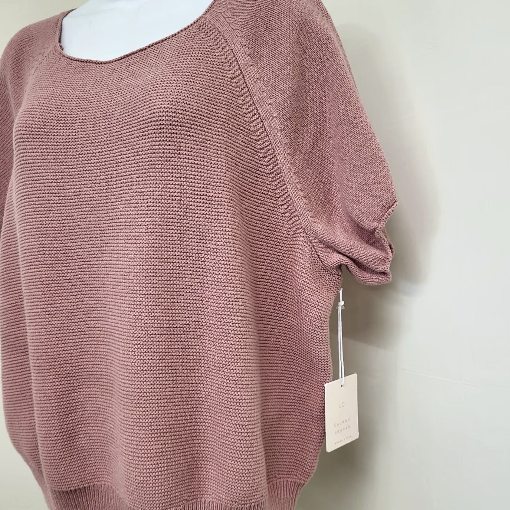 Vintage LC Lauren Conrad Sweater Womens 1X Short Sleeve Violet Heathered Knit Pullover Casual Fall Winter Spring Beach Bohemian City Classic Size XL / US 12-14 / IT 48-50 - 4 Thumbnail