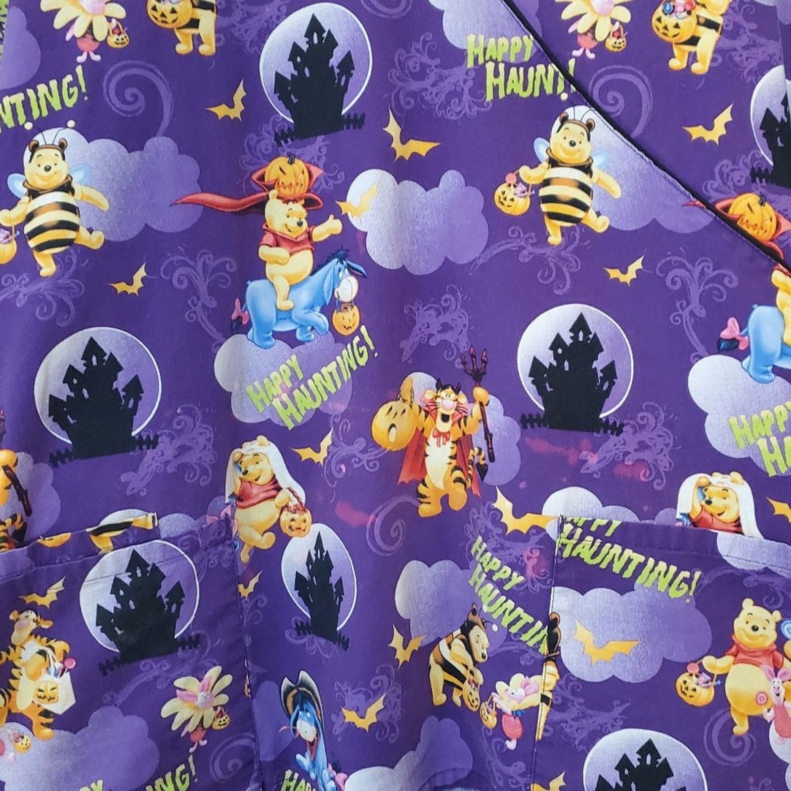 Disney Disney Winnie the Pooh Halloween Scrubs Top - Purple, V-Neck Size L / US 10 / IT 46 - 6 Thumbnail