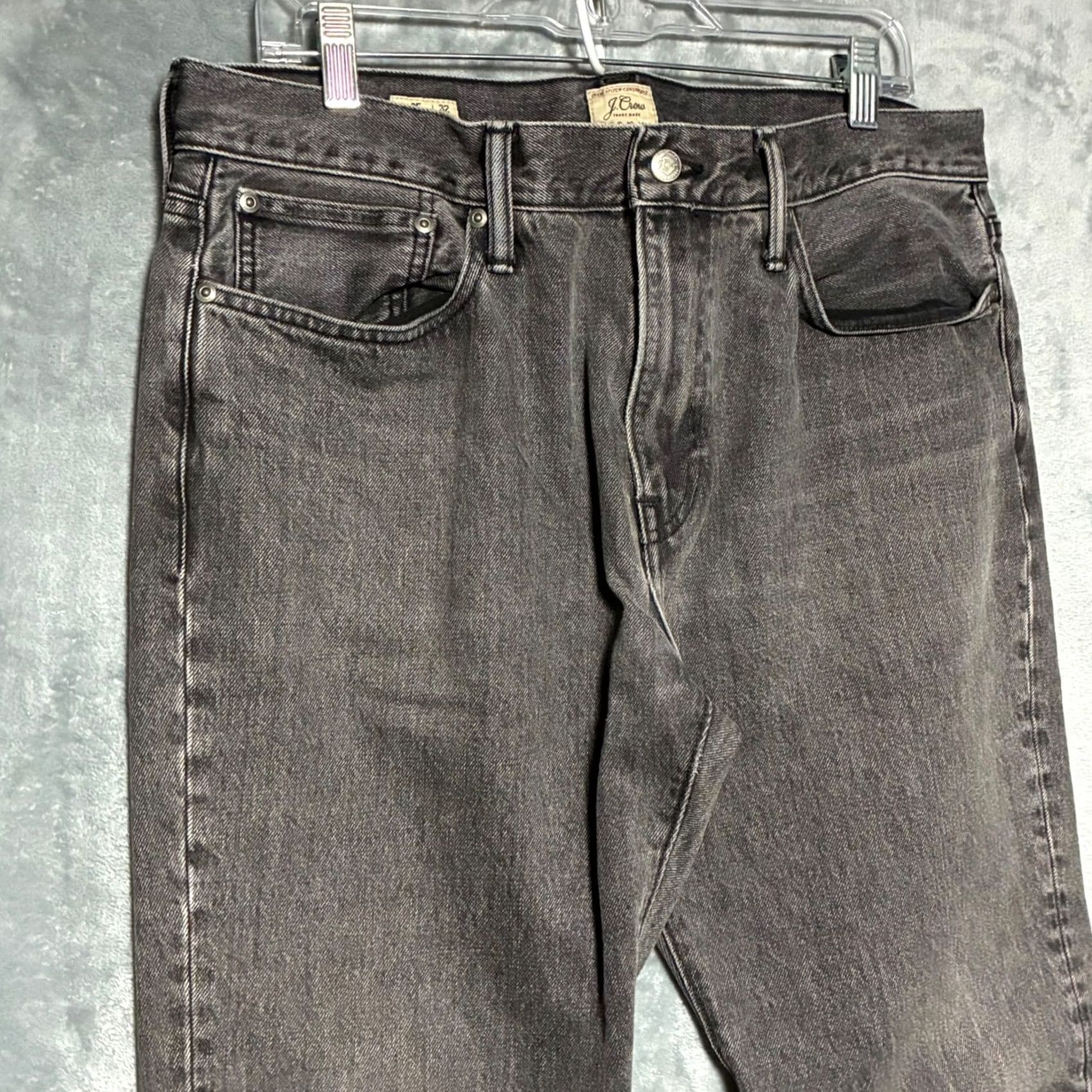 J.Crew J. Crew 770 Jeans Gray Wash Straight Men's 35x32 Distressed Denim Regular Waist 35 Size US 35 - 3 Thumbnail