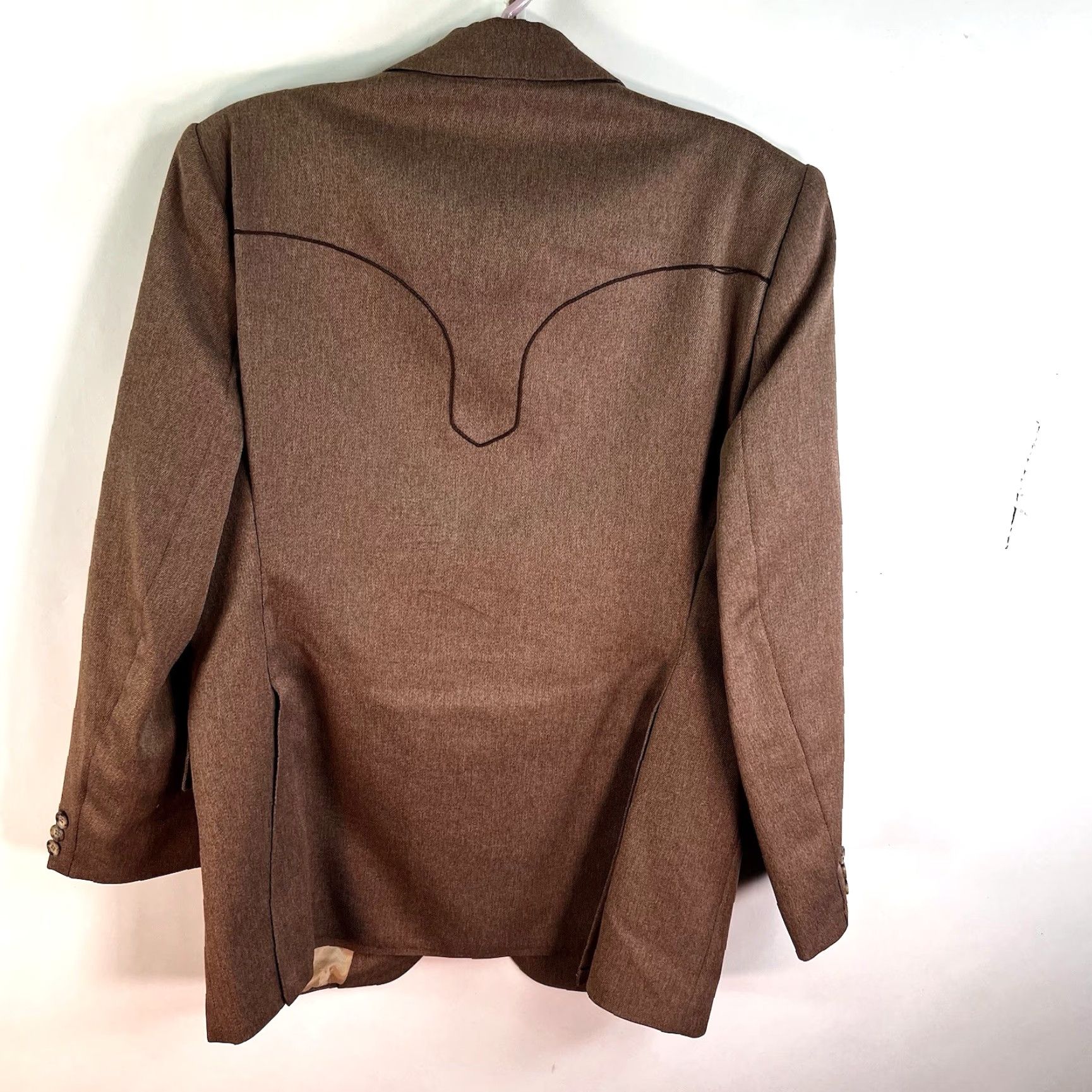 Vintage Vintage Falcone Western Notch Piped Blazer Mens Size 46 Brown Size 46R - 5 Thumbnail