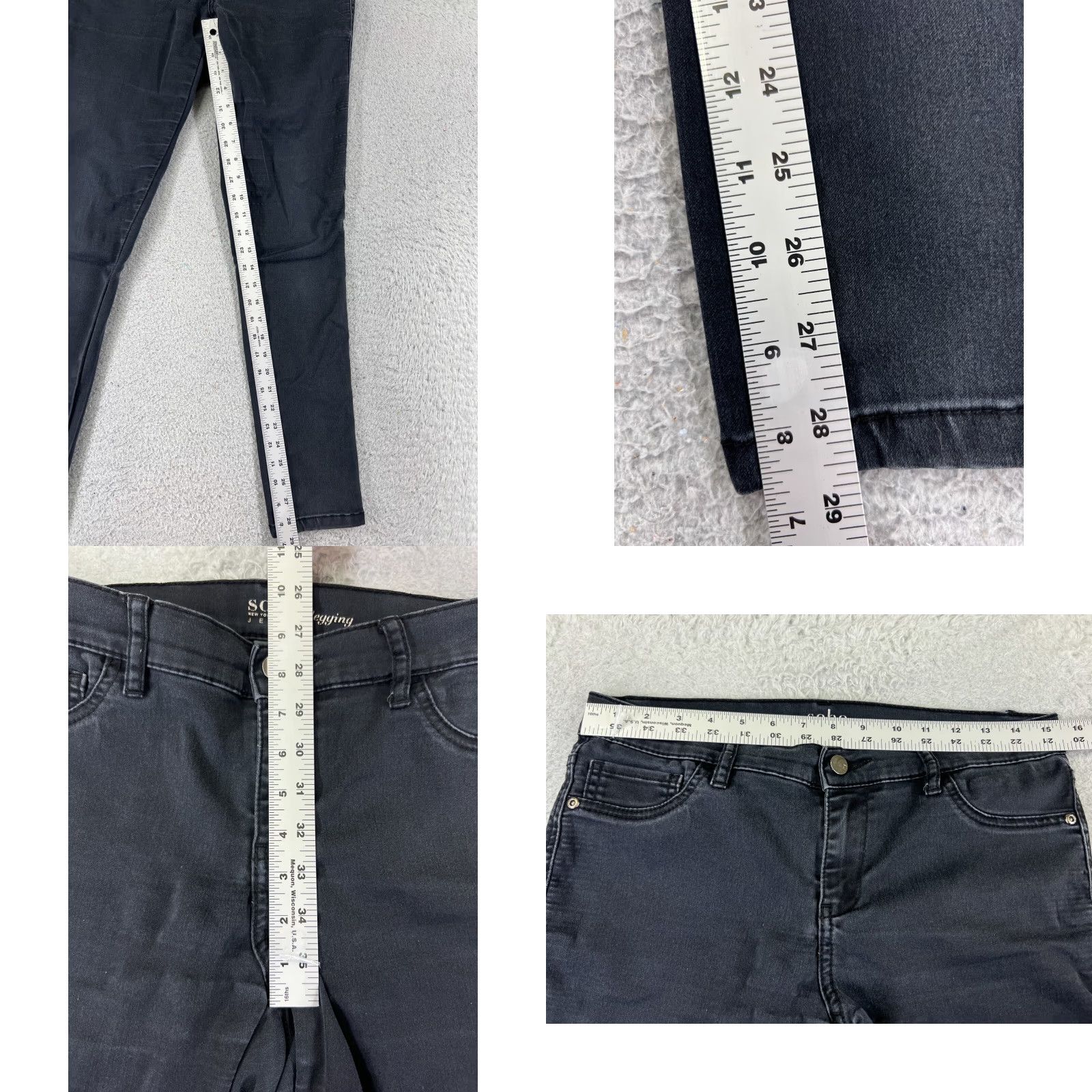 Vintage New York & Company Jeans Womens 8 Black Mid Rise 29x29 Skinny 5-Pocket Denim Cotton Blend Zipper Distressed 29 Inseam Regular Size 30" / US 8 / IT 44 - 8 Thumbnail