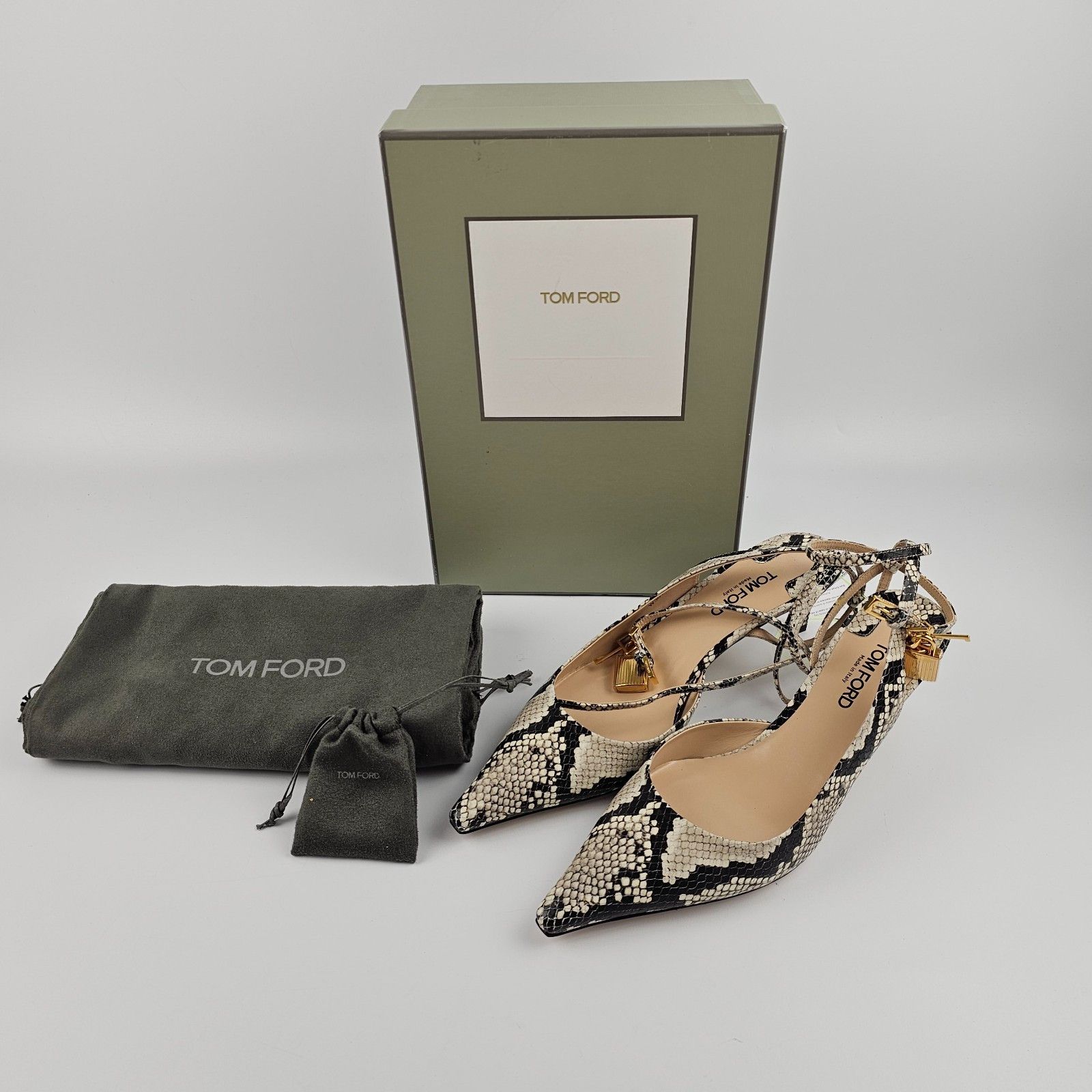 Tom Ford TOM FORD Padlock B/Blk Emb.Lthr. 55mm Pumps Size US 8.5 / IT 38.5 - 3 Thumbnail