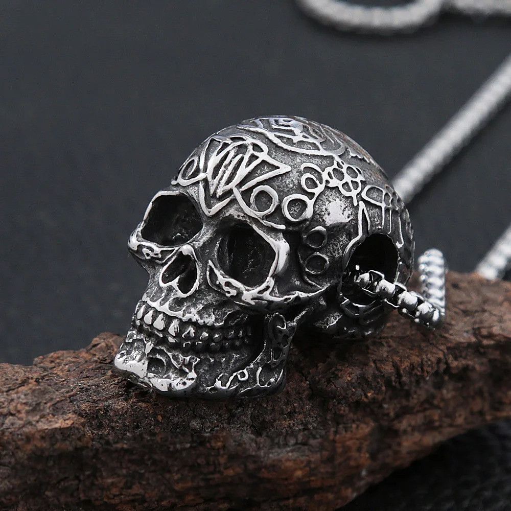 Other Gothic Men Skull Pendant Necklace Size ONE SIZE - 1 Thumbnail