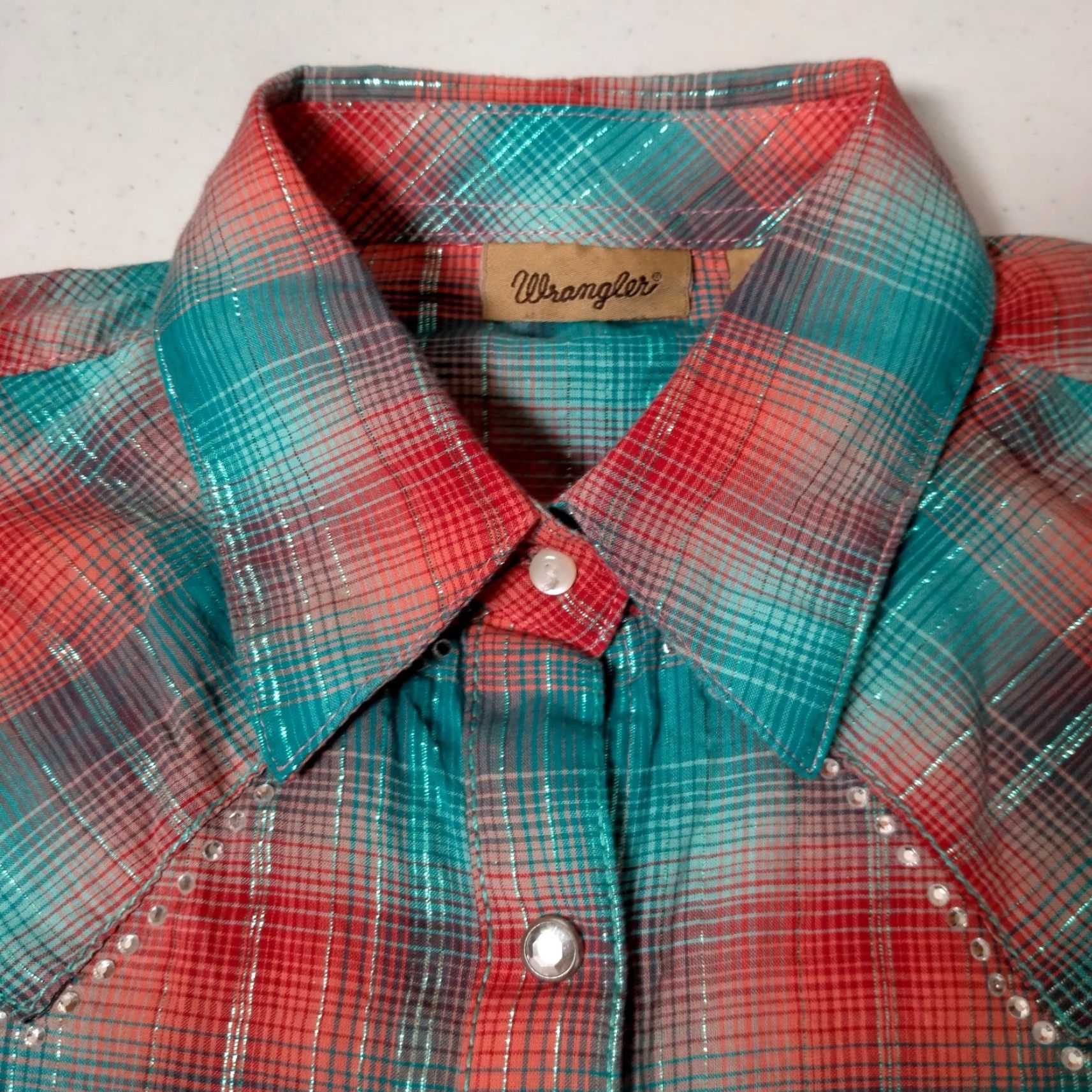 Wrangler VINTAGE Wrangler Women's Western Shirt XS Long Sleeve Plaid Rhinestone Snap Cowgirl Rodeo Rodeo Western Style Size XS / US 0-2 / IT 36-38 - 6 Thumbnail