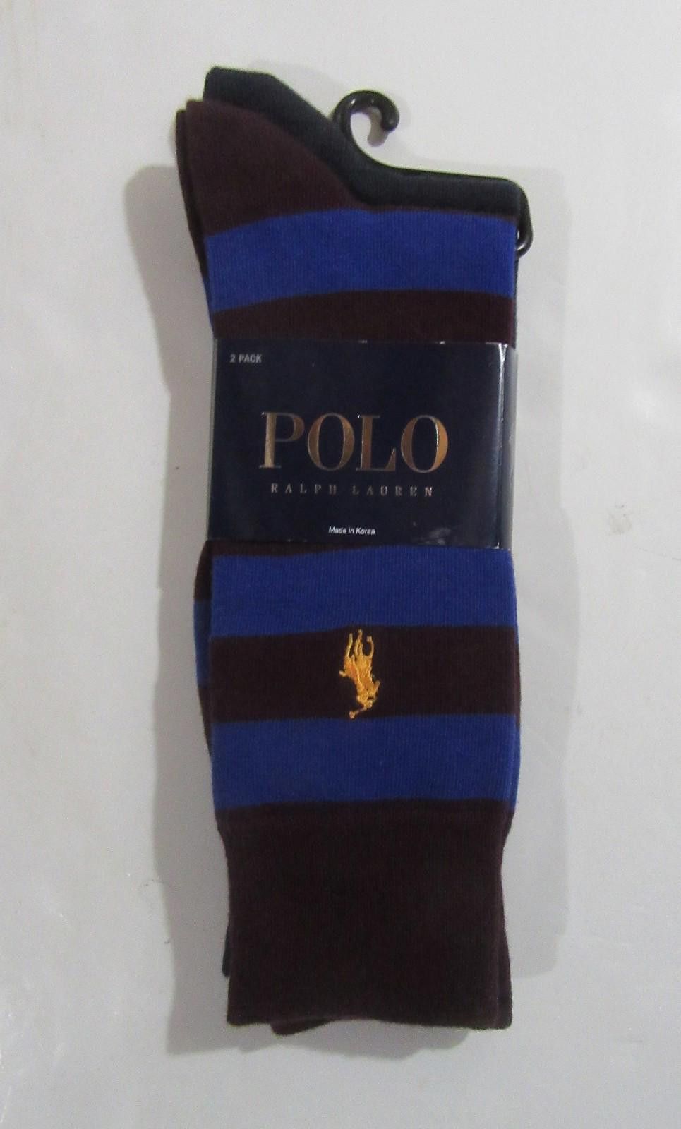 Polo Ralph Lauren Polo Ralph Lauren Mens Trouser Dress Socks Bordeaux Striped Size ONE SIZE - 1 Thumbnail