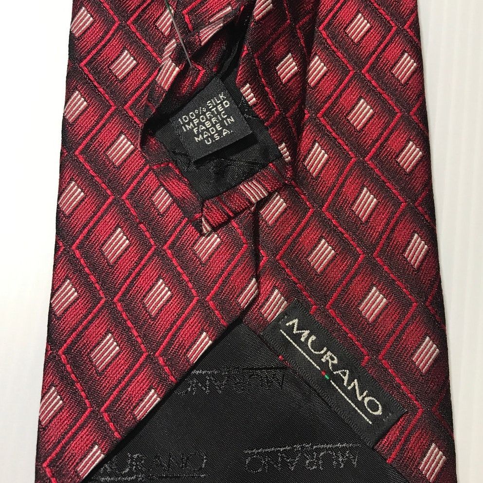 Murano Murano Geometric Striped Silk Necktie Size ONE SIZE - 3 Thumbnail