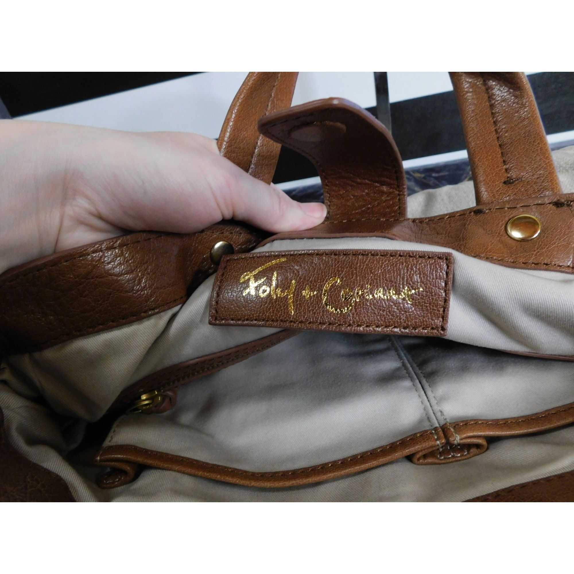 Other Foley + Corinna Brown Leather & Beige Canvas Shoulder Bag Wi Size ONE SIZE - 6 Thumbnail