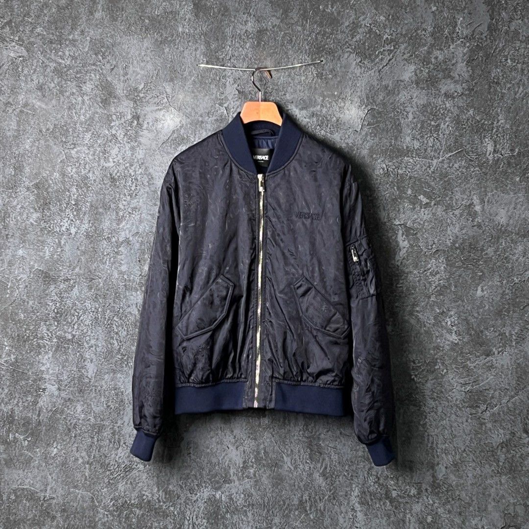 VERSACE logo embroidery baseball collar jacket