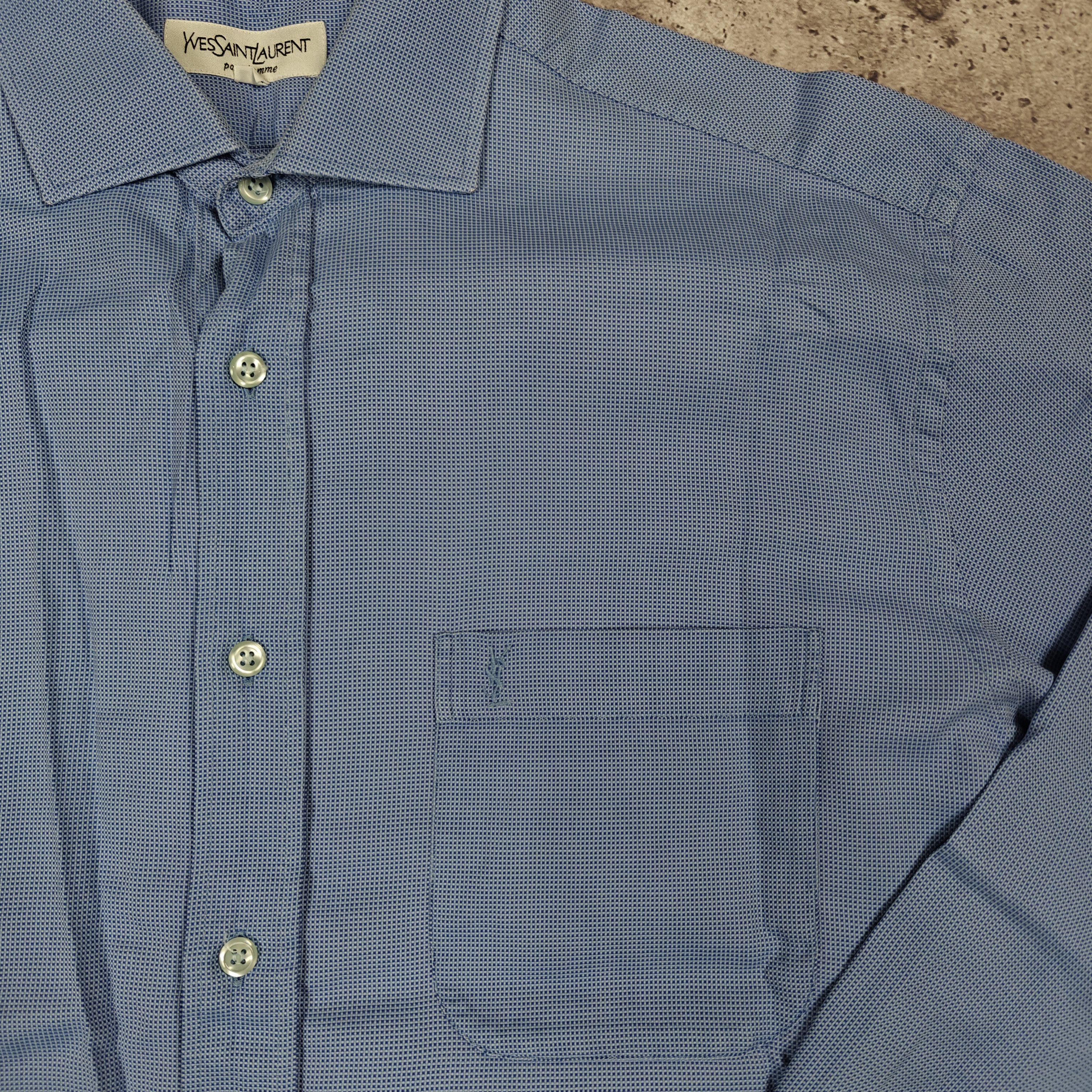 Yves Saint Laurent Yves Saint Laurent Shirt Blue Check YSL size 43 (XL) Size US XL / EU 56 / 4 - 4 Thumbnail