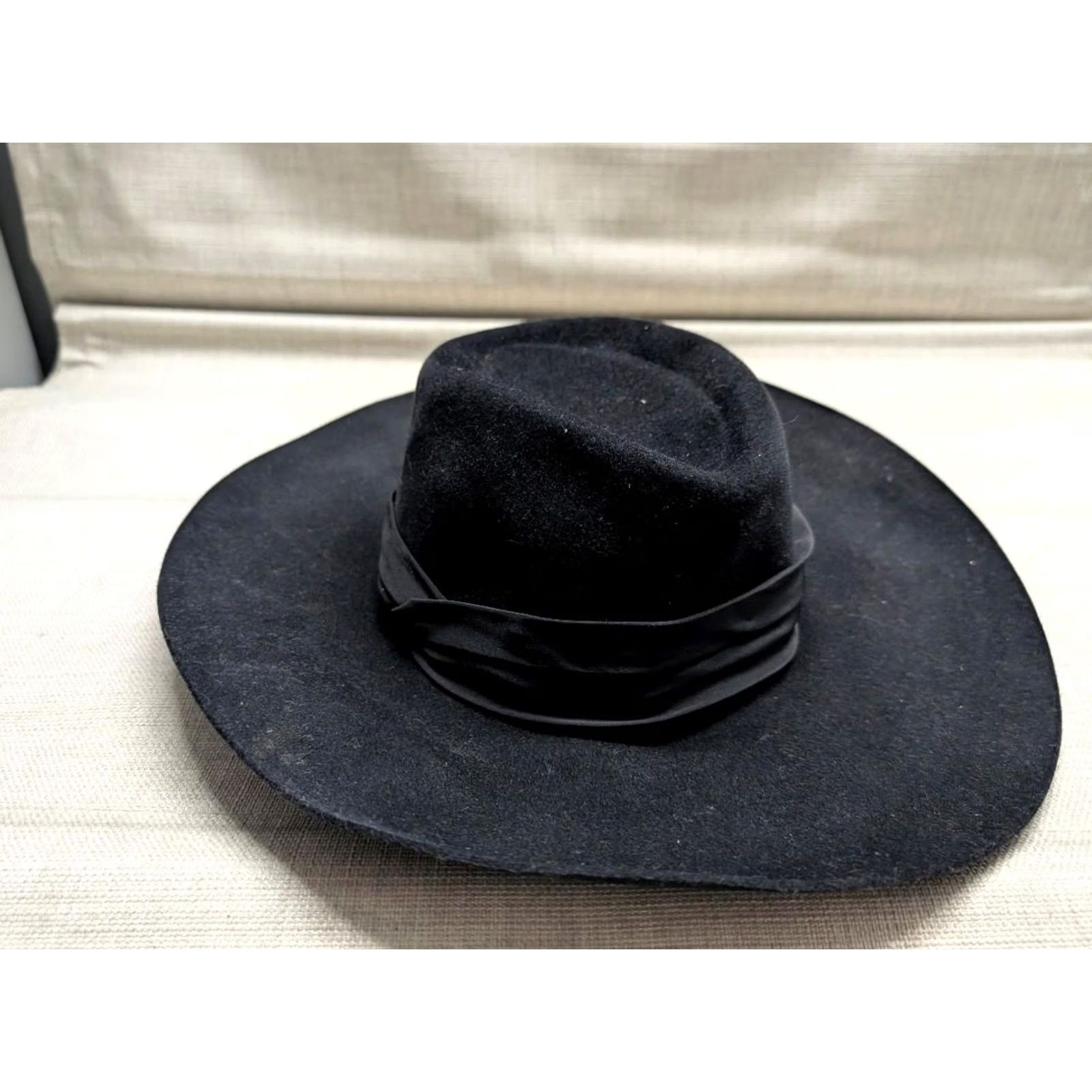 Ralph Lauren VINTAGE Ralph Lauren Hat Fedora Women L Black Felt Fur Wool Wide Brim 1980s Size ONE SIZE - 6 Thumbnail