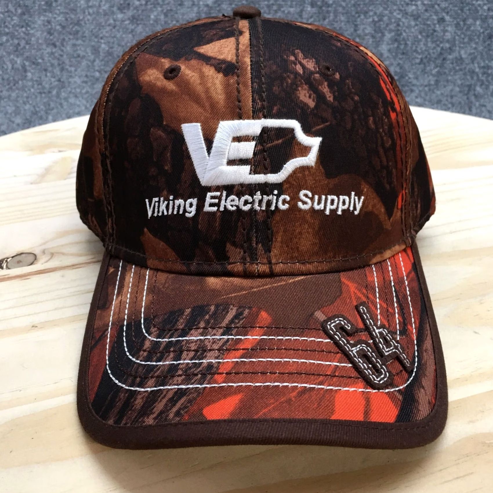 Vintage Viking Electric Supply 64 Baseball Cap Hat Mens Brown Orange Camo OS Curved Brim Size ONE SIZE - 2 Thumbnail